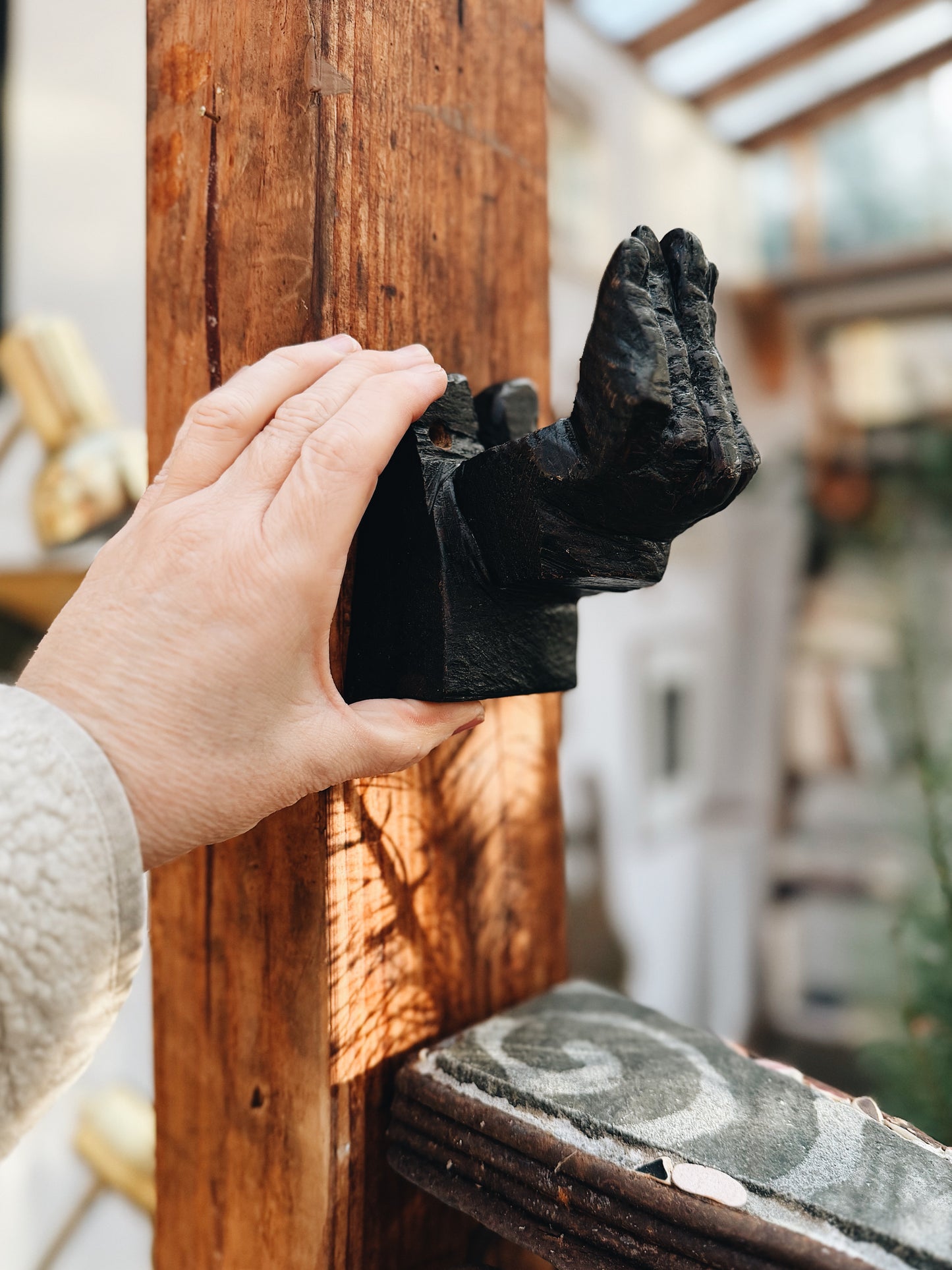 Carved Wood Hand Hook