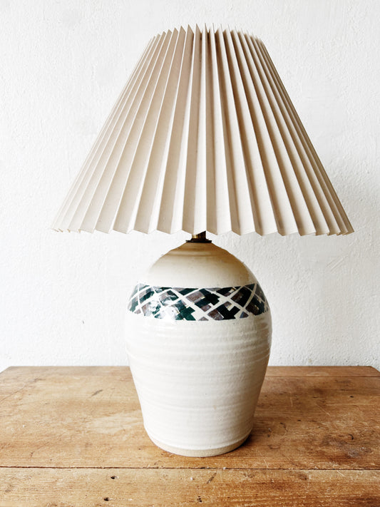 Vintage Pottery Lamp with Shade