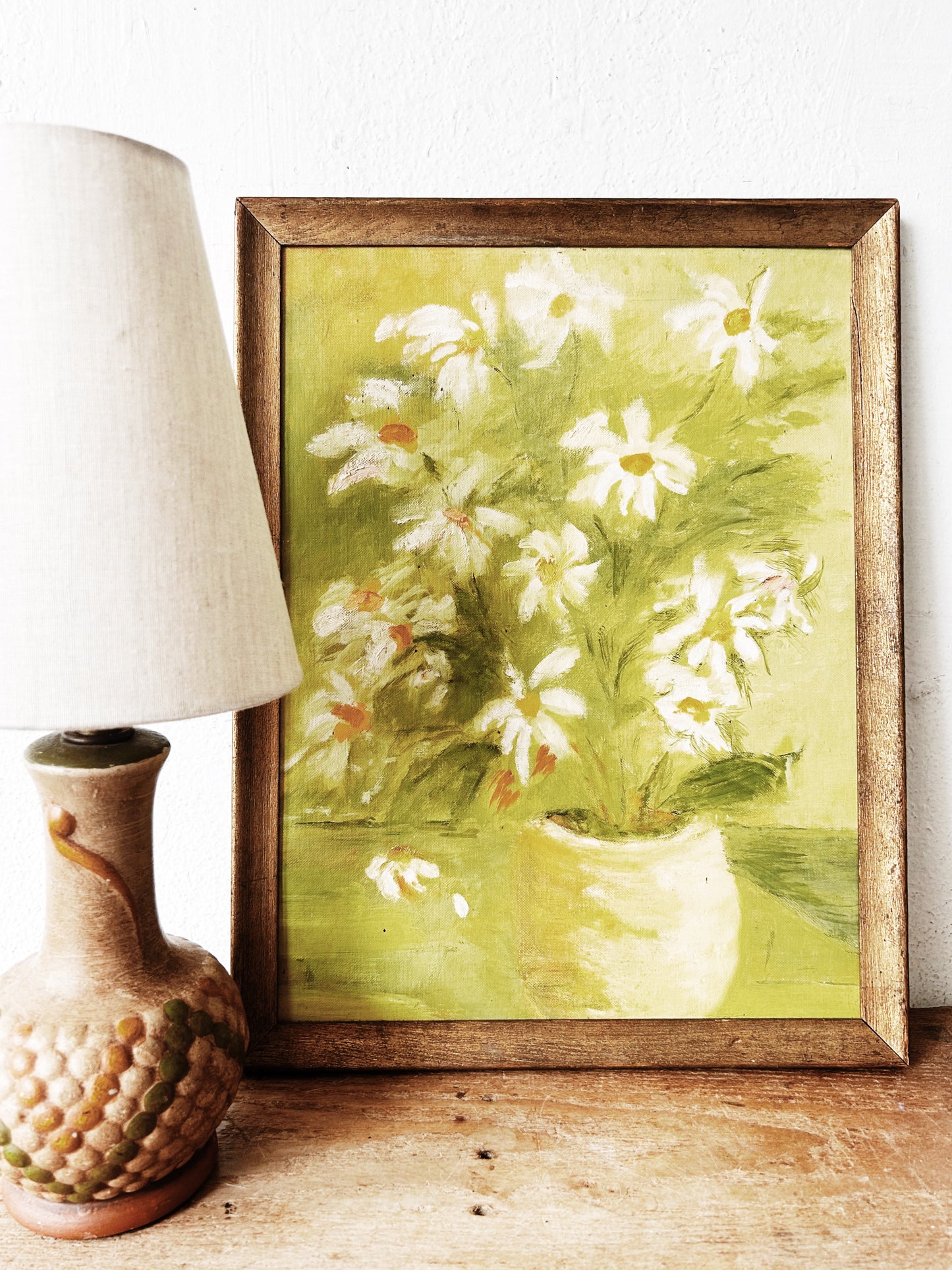 Petite Antique Ceramic Lamp with Shade