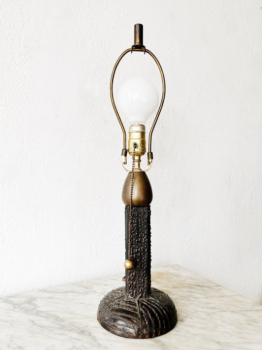 Antique Brutalist Bronze Lamp