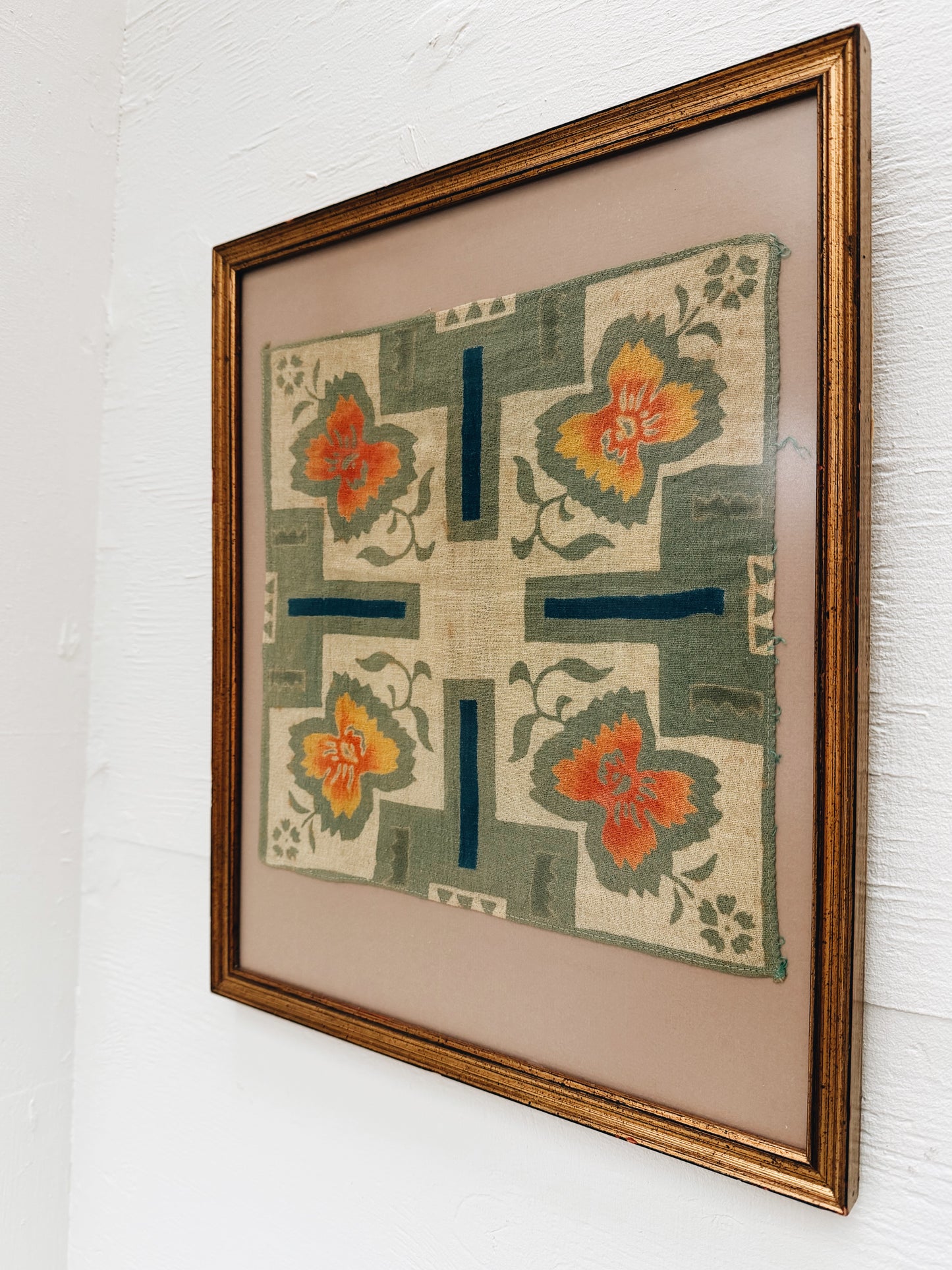 Framed Art Deco Silk Textile