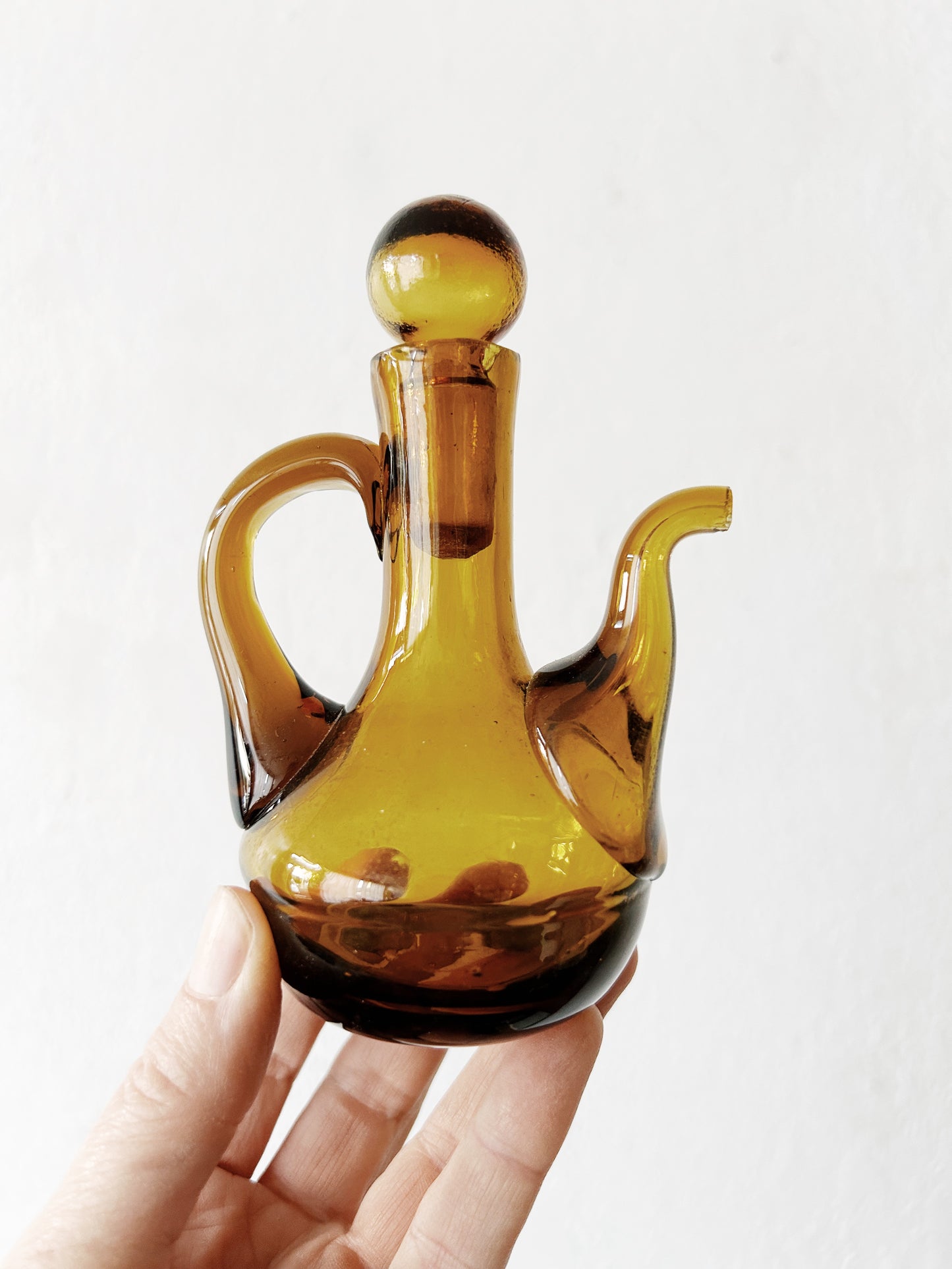 Vintage Amber Blown Glass Cruet