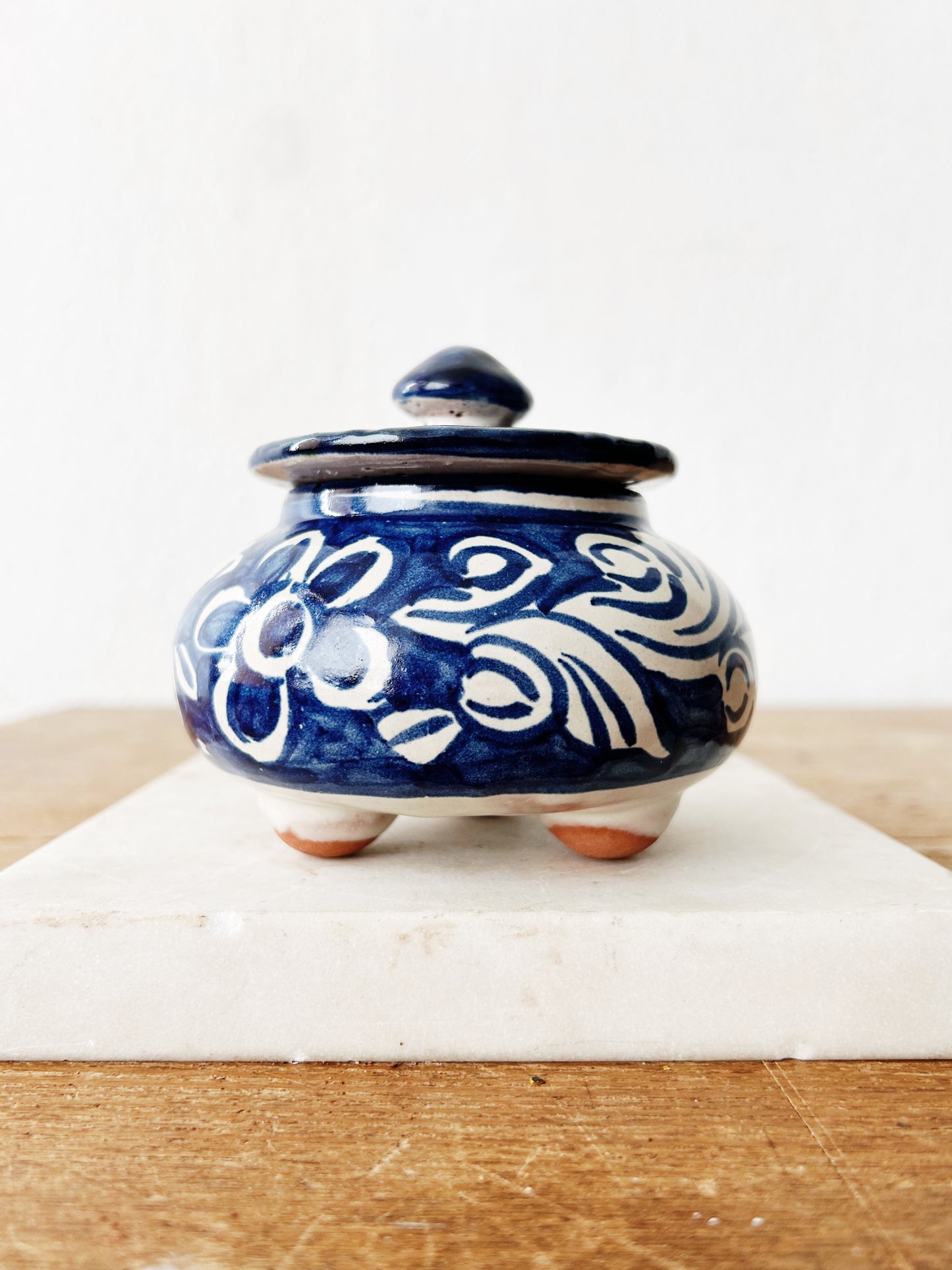 Vintage Mexican Clay Lidded Dish