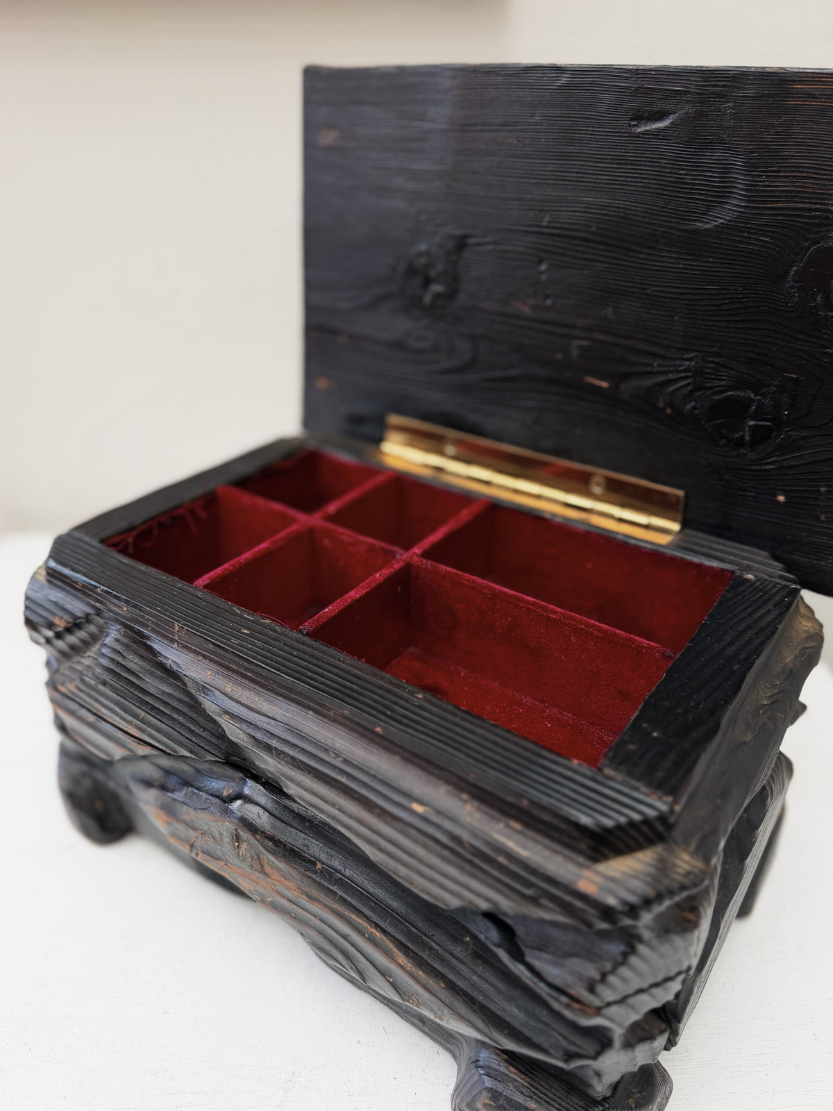 Shou Sugi Ban Carved Wood Box