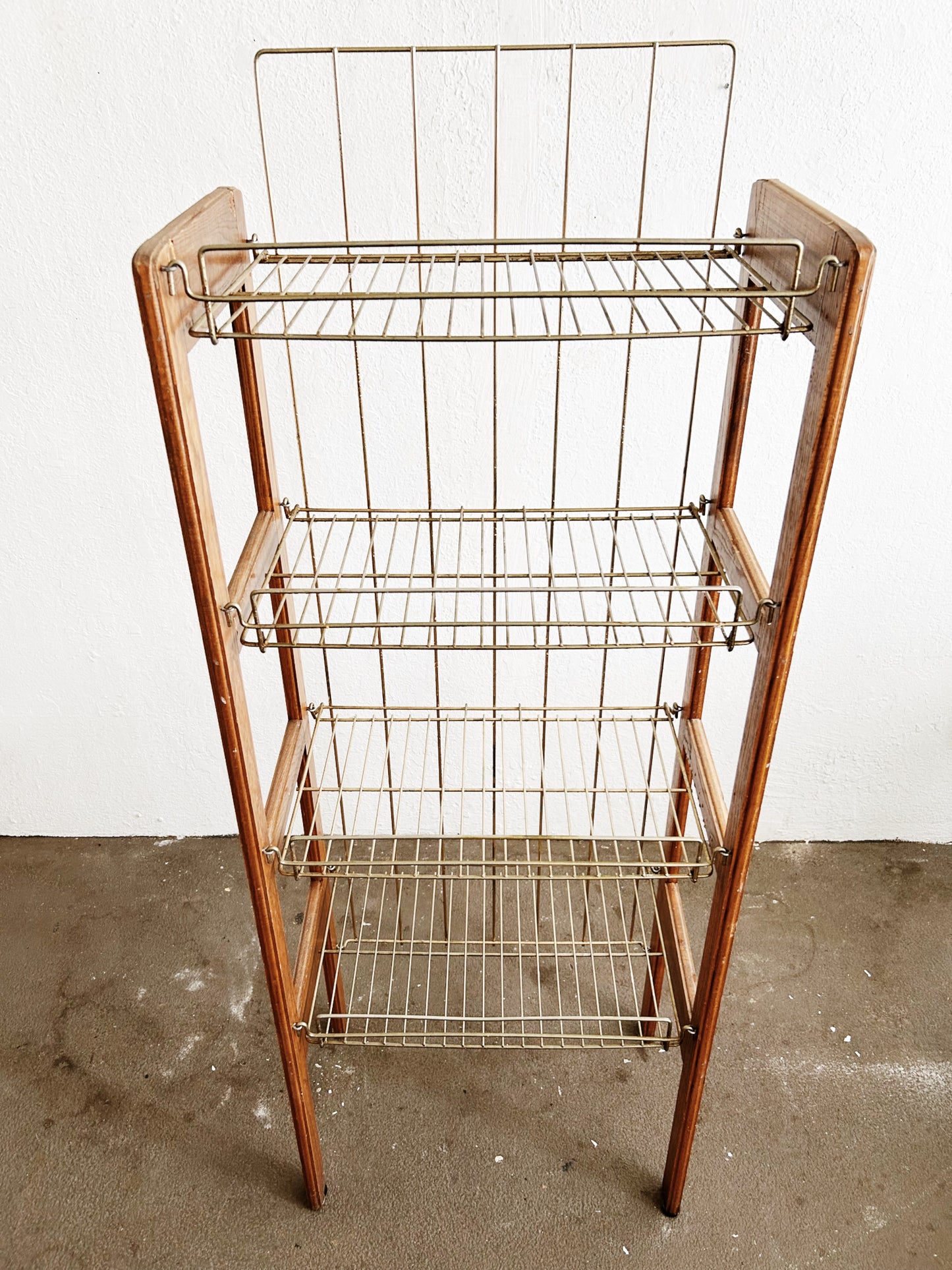 Folding Wood and Brass Shelf