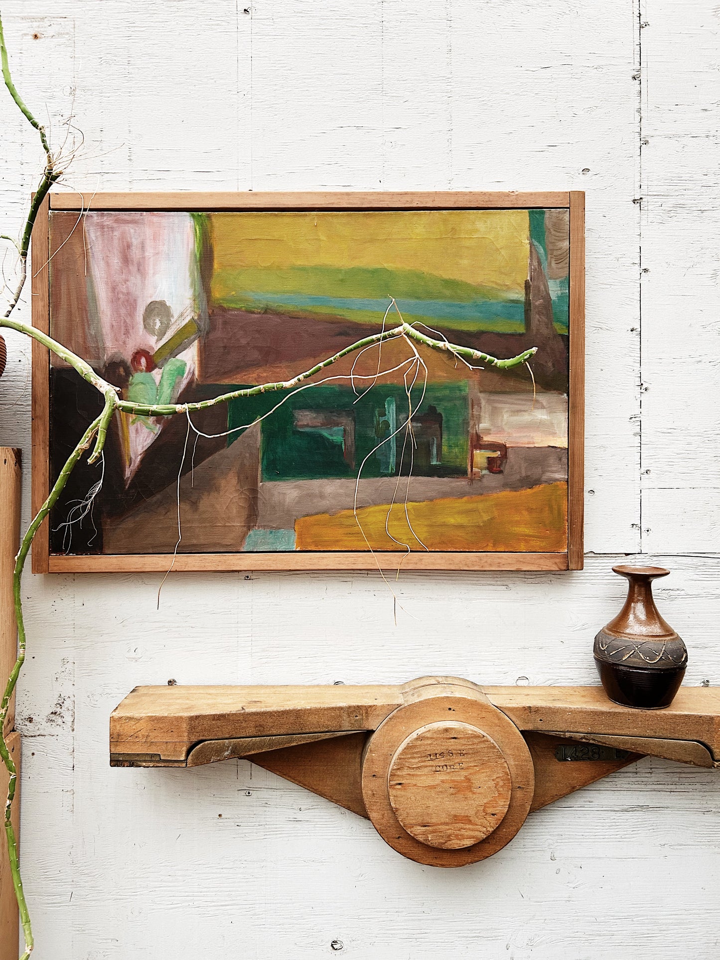 Large Vintage Abstract Oil Painting