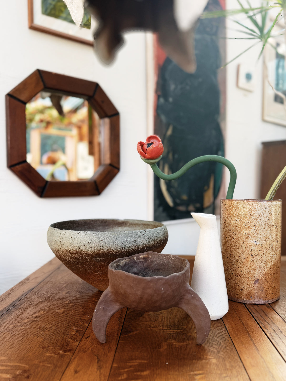 Handmade Red Clay Ikebana Vessel
