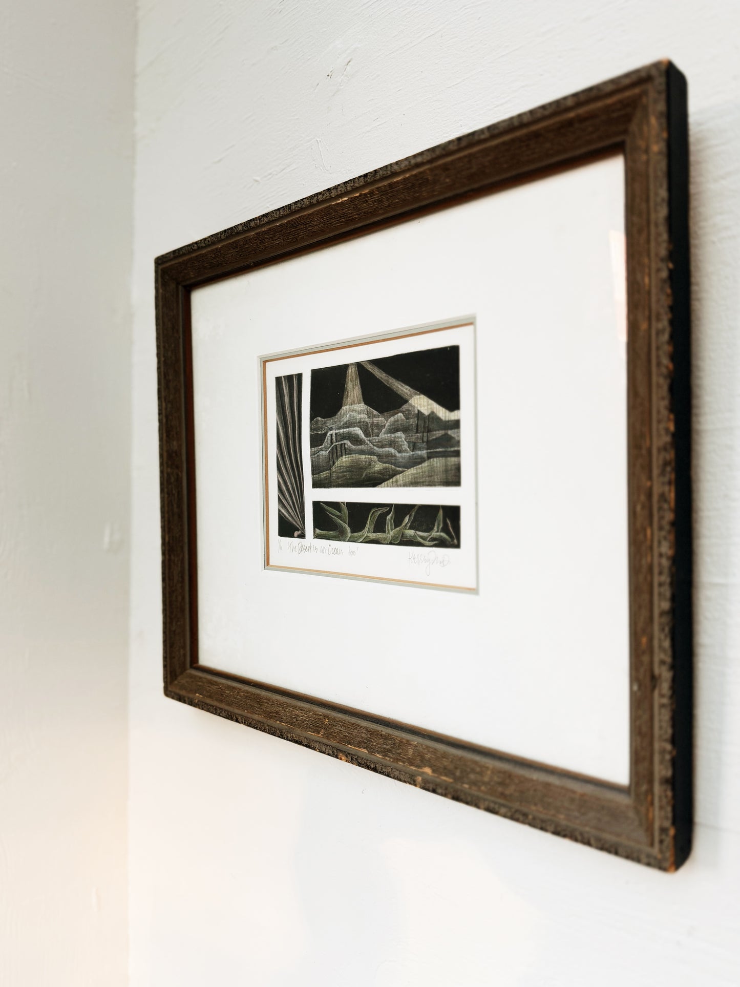 Vintage Triptych Desert Etching