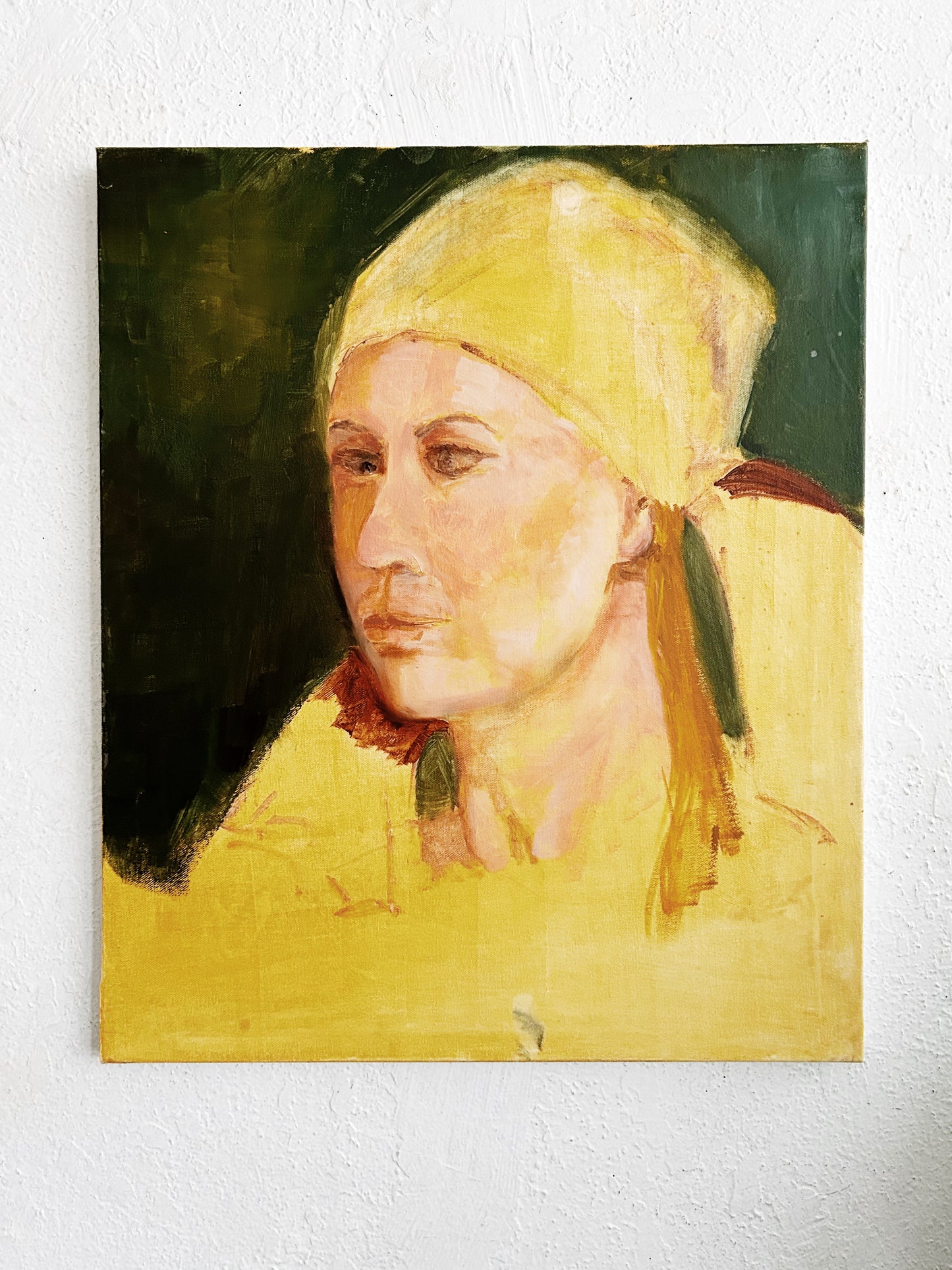 Original Painted Lady in Yellow Portrait