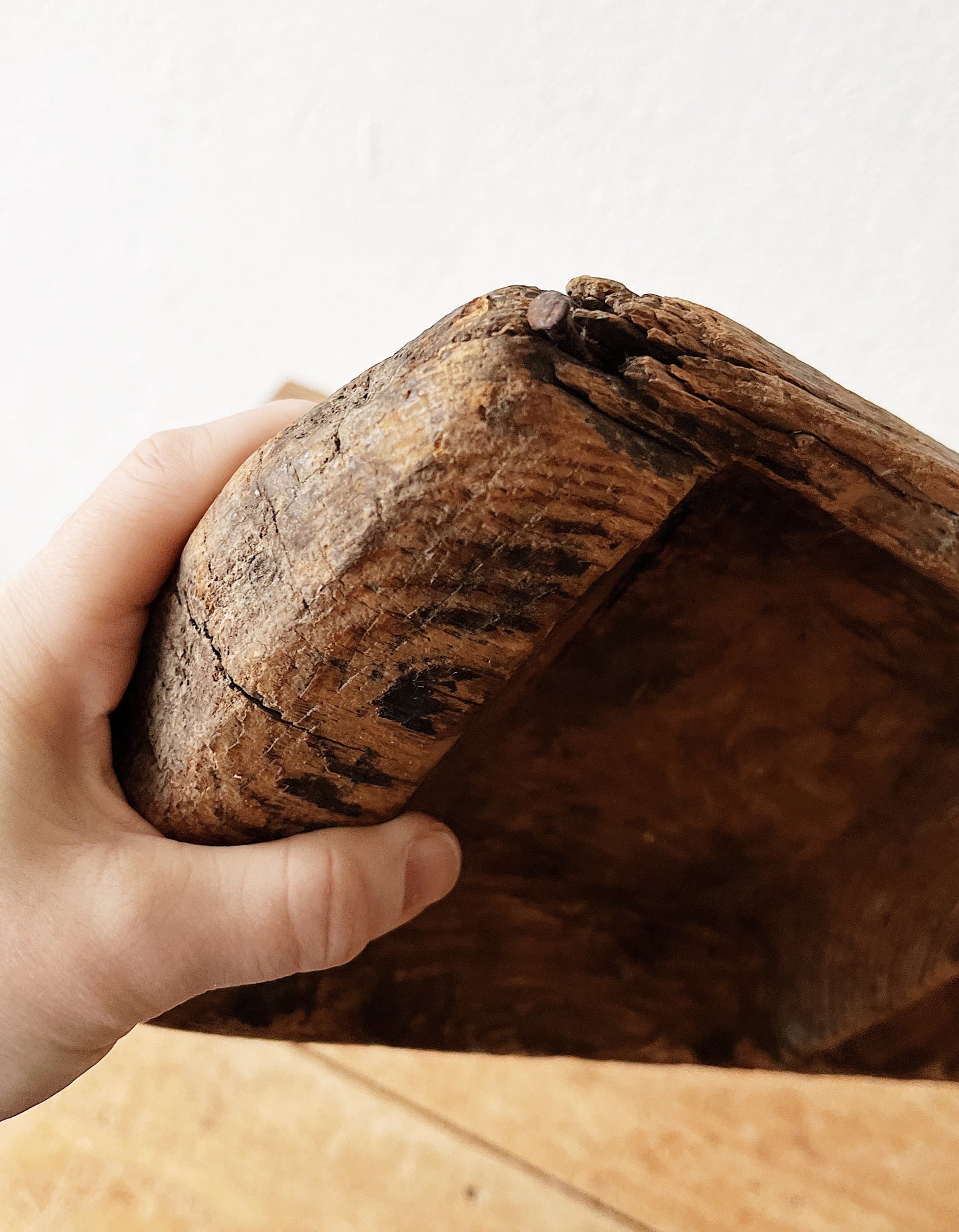 Hand Hewn Wood Divided Tray