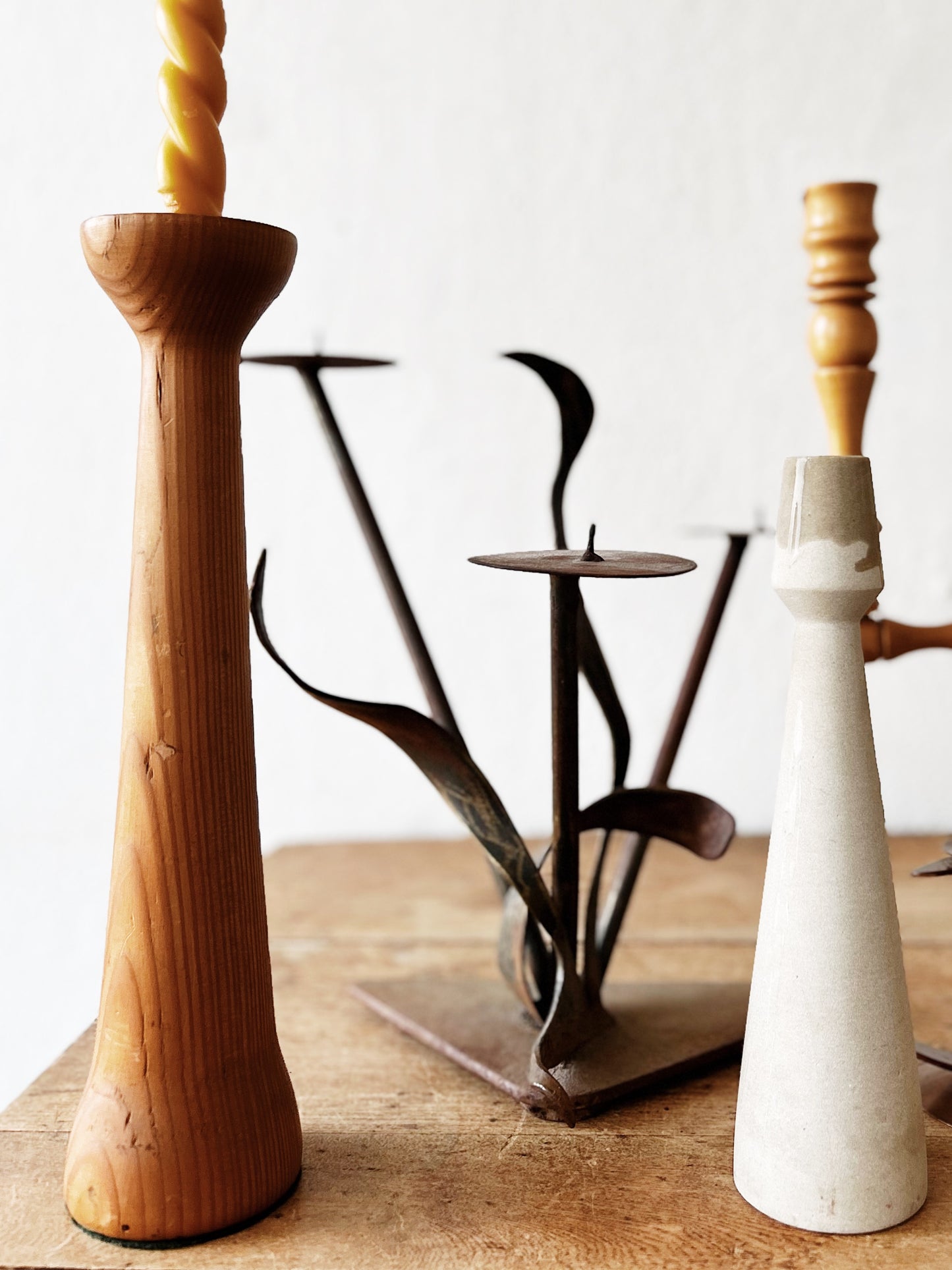 Cast Iron Brutalist Candelabra