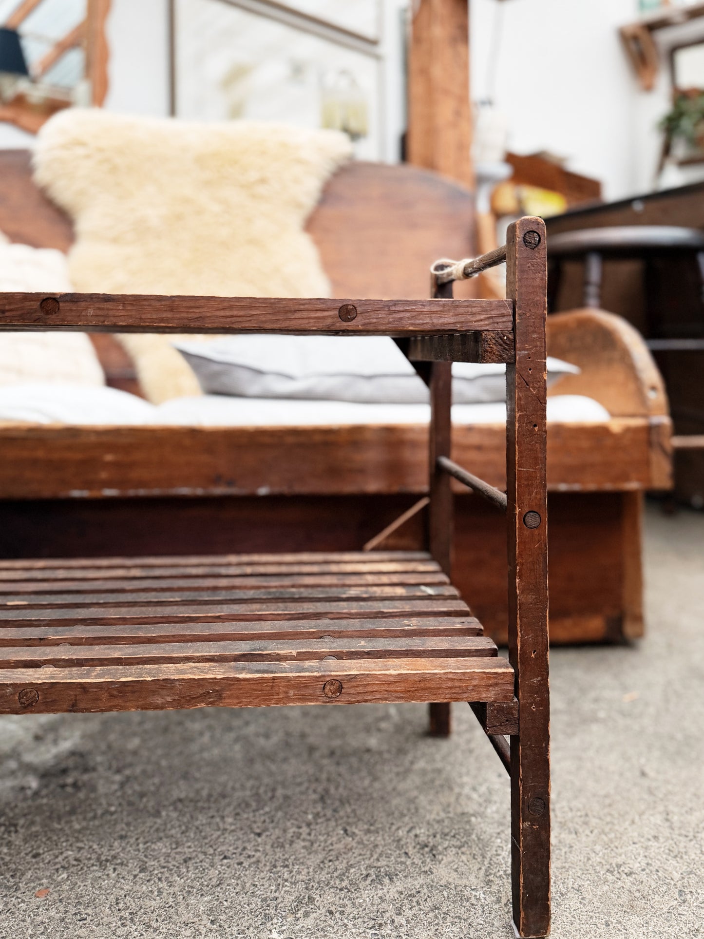 Vintage Wooden Slat Shelf