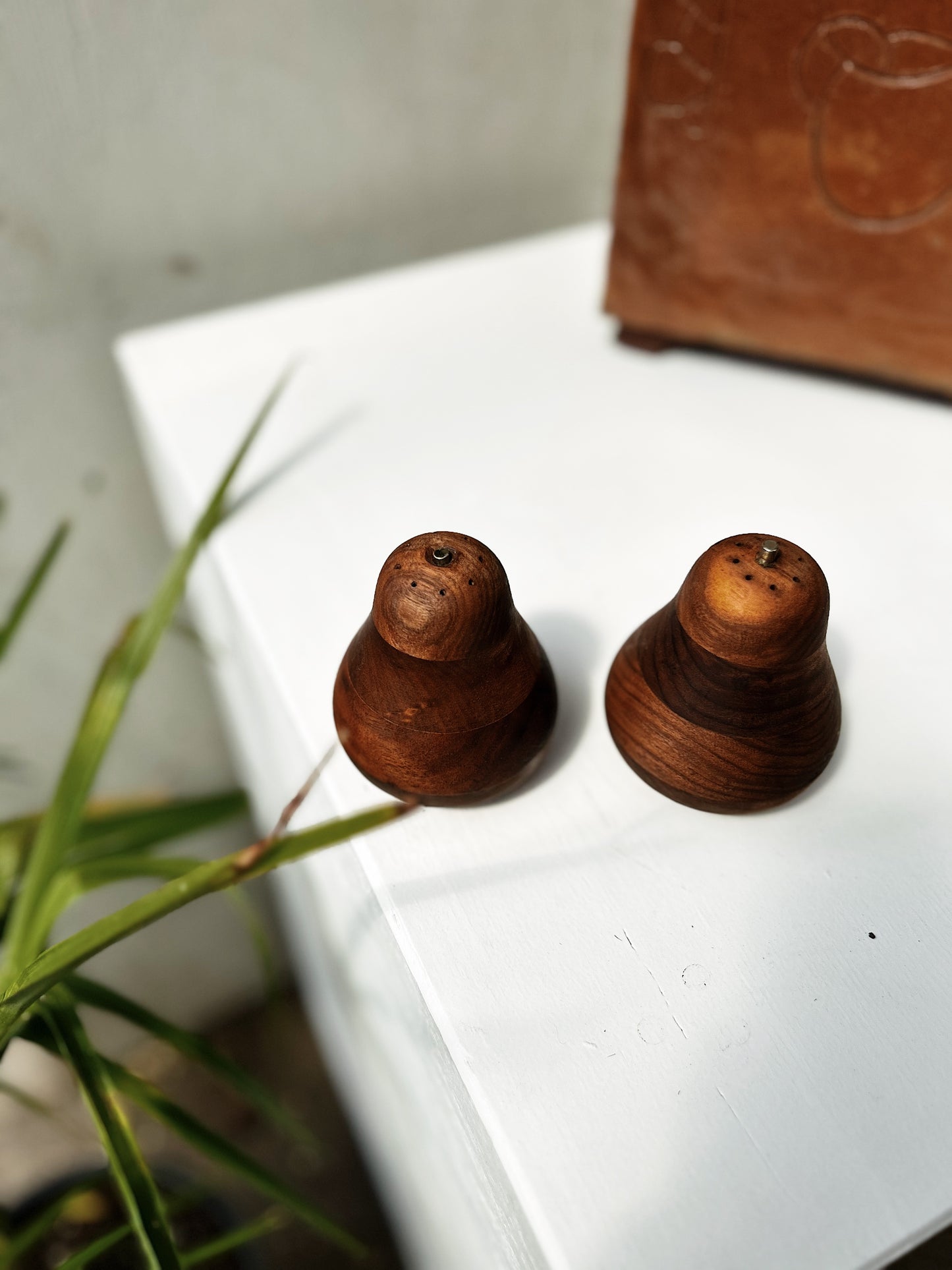 Vintage Pear Shaped Wood Shakers