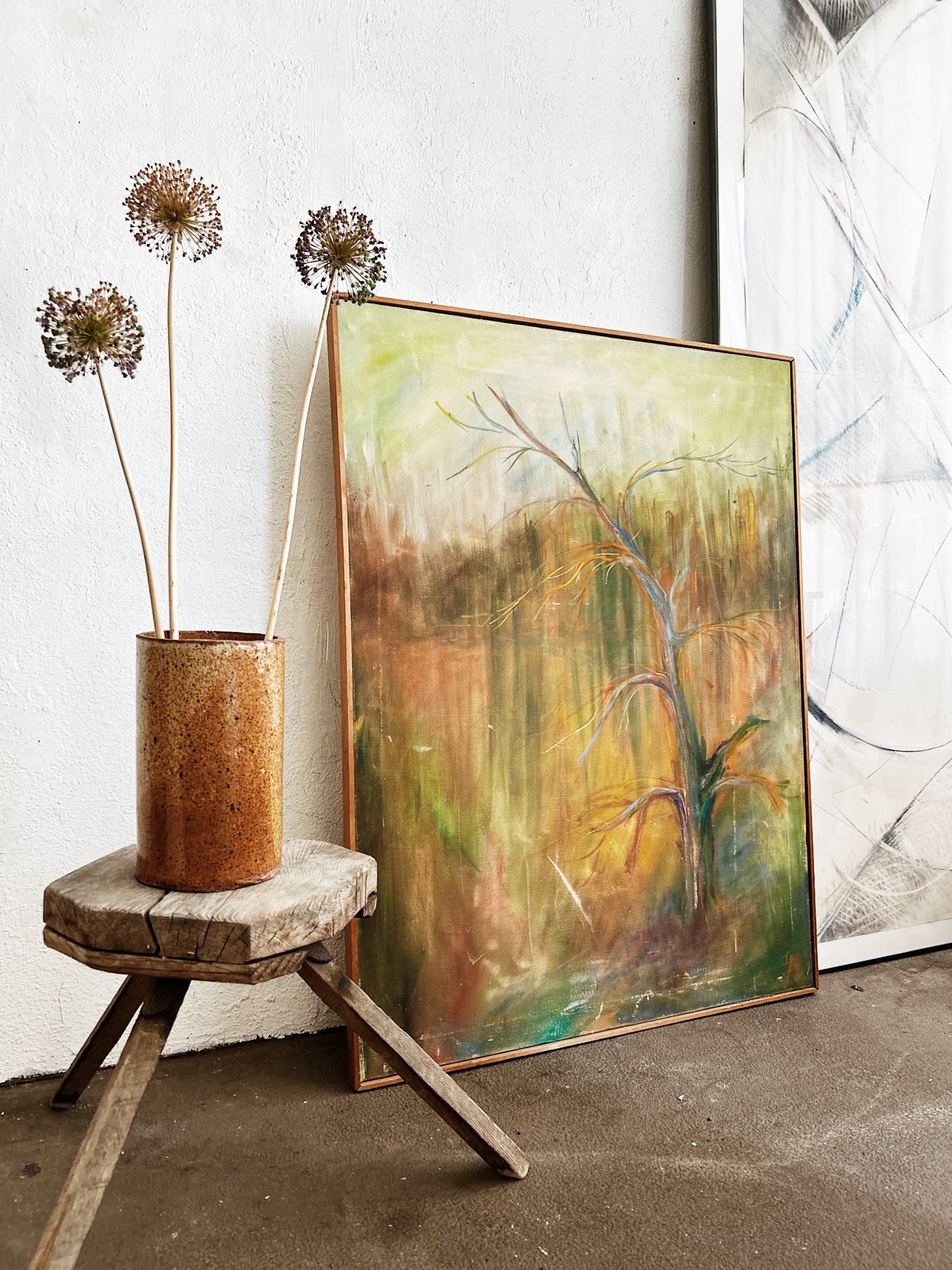 Large Vintage Abstract Painting