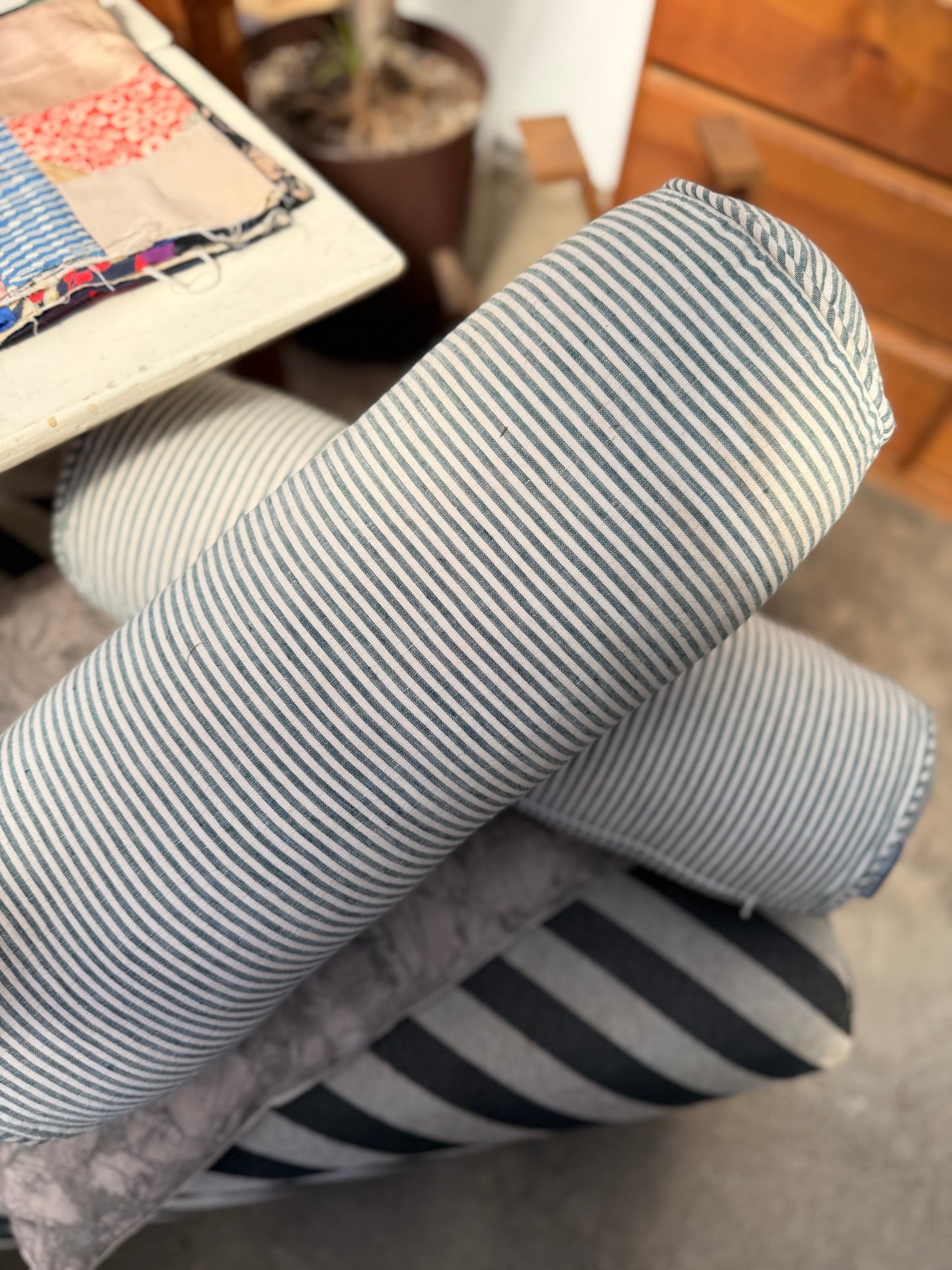 Vintage Ticking Stripe Bolster Pillow