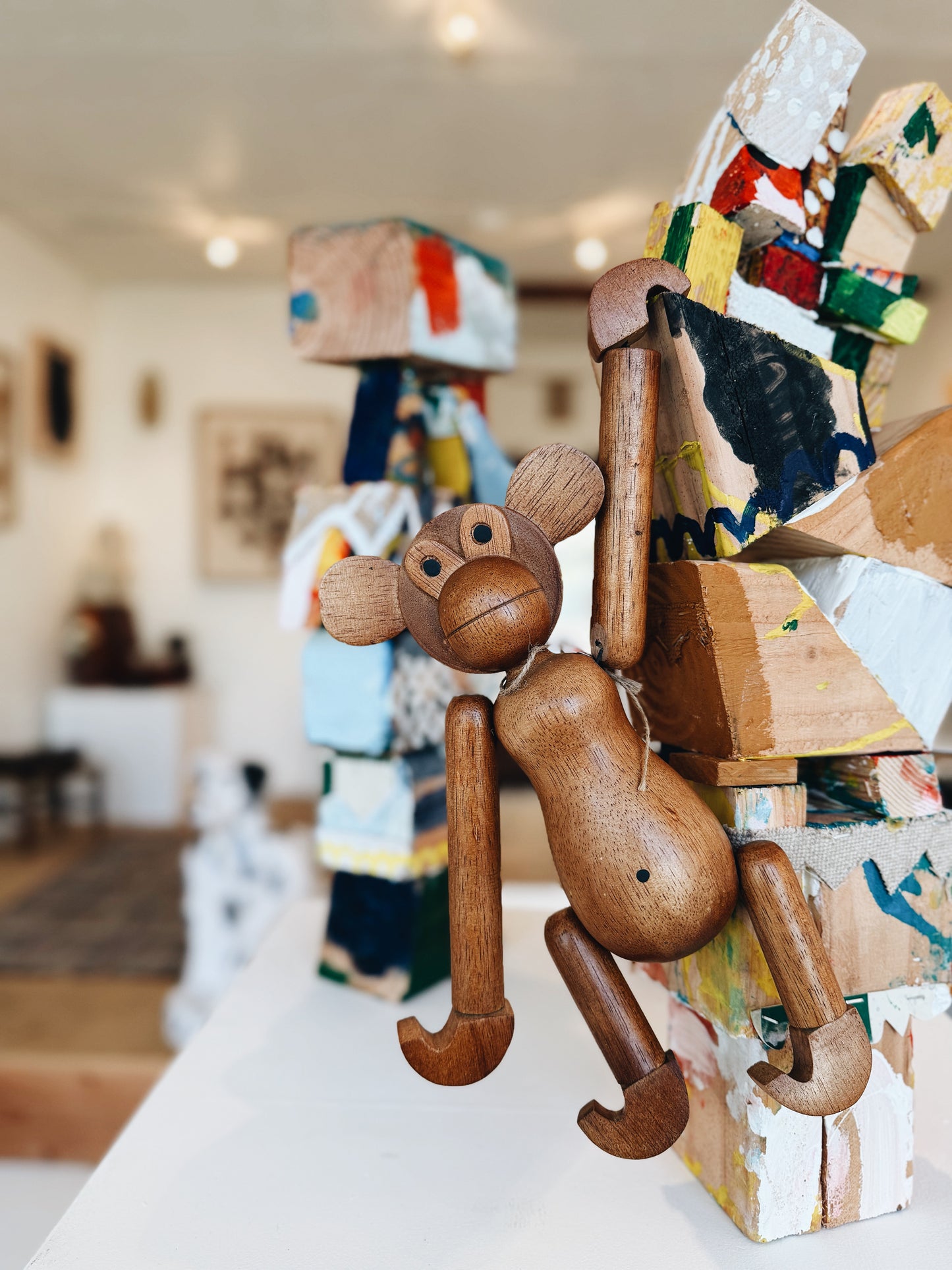 Oversized Vintage Teak Monkey