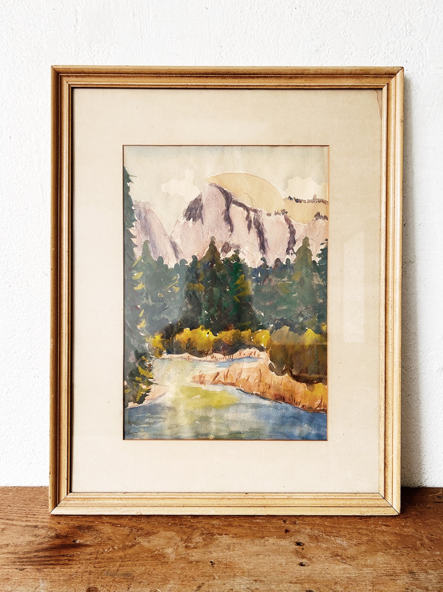 Mid Century Original Framed Watercolor Landscape