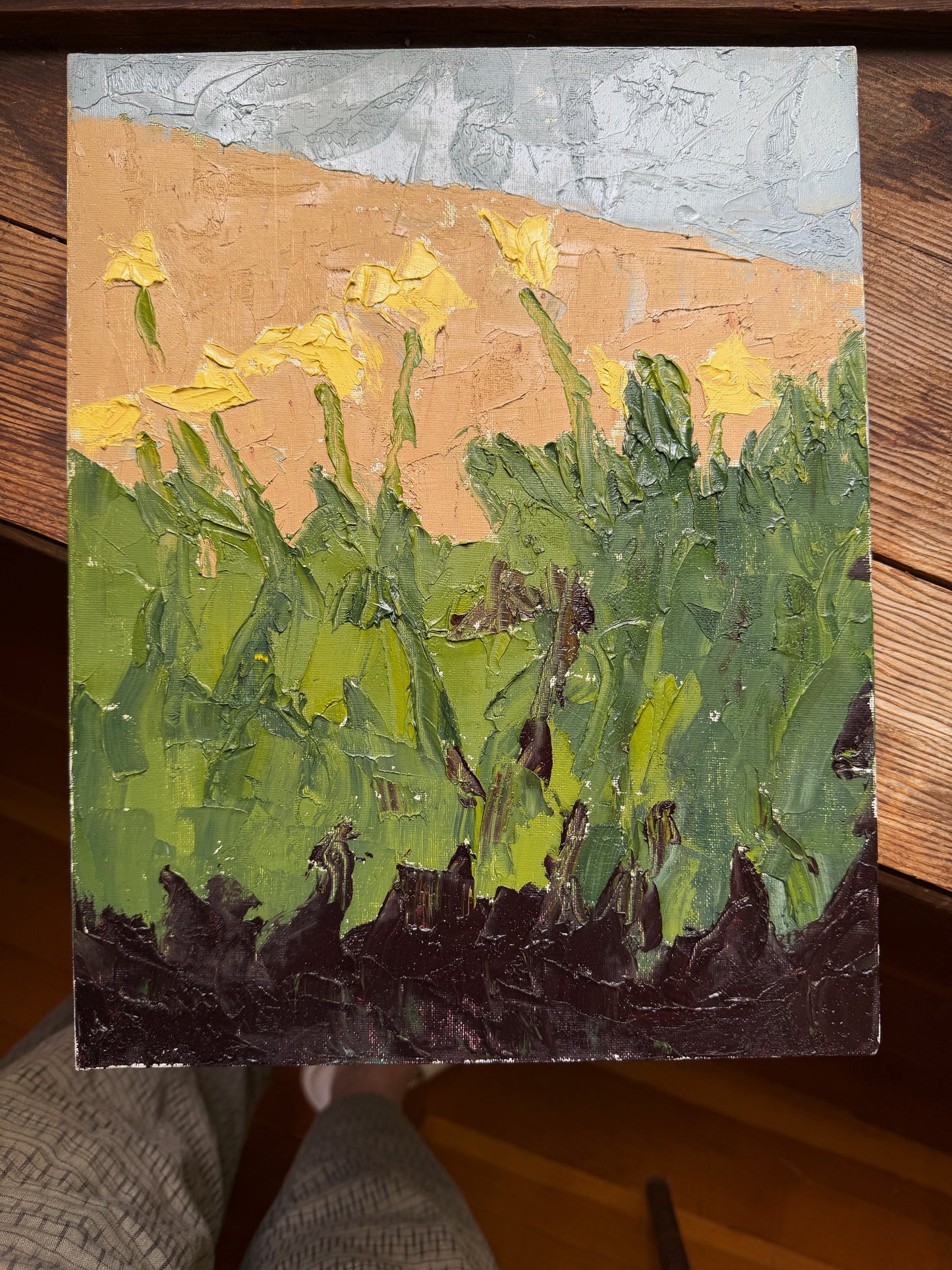 Vintage Expressionist Daffodil Painting