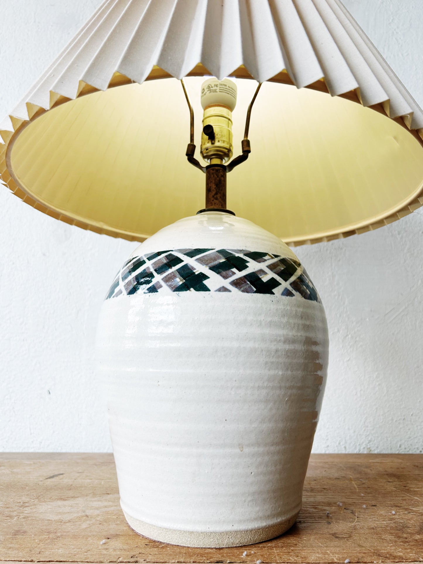 Vintage Pottery Lamp with Shade