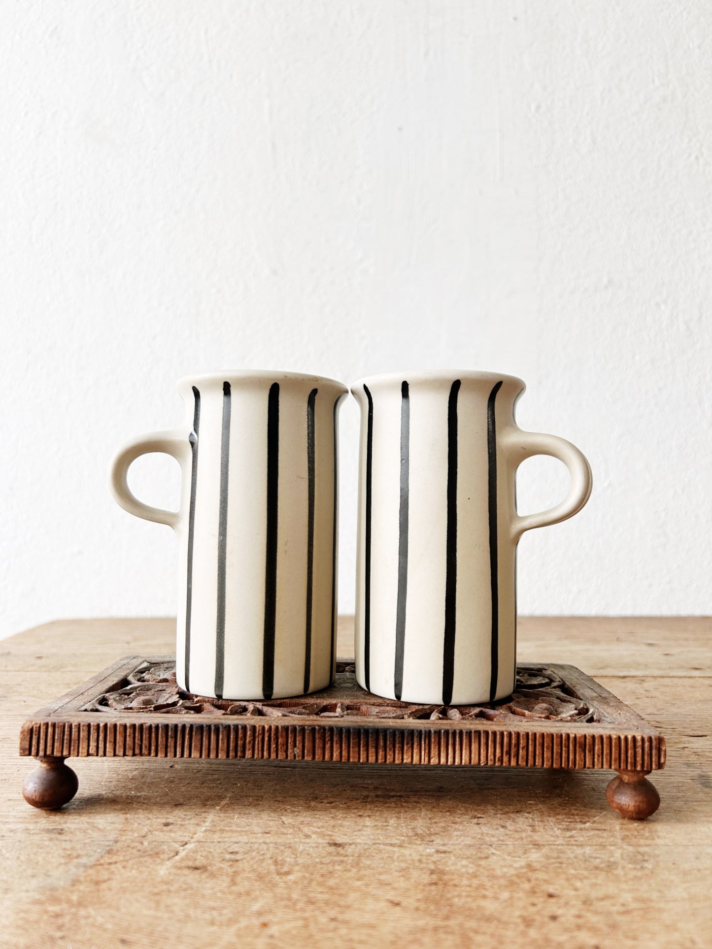 Vintage Footed Carved Wood Trivet