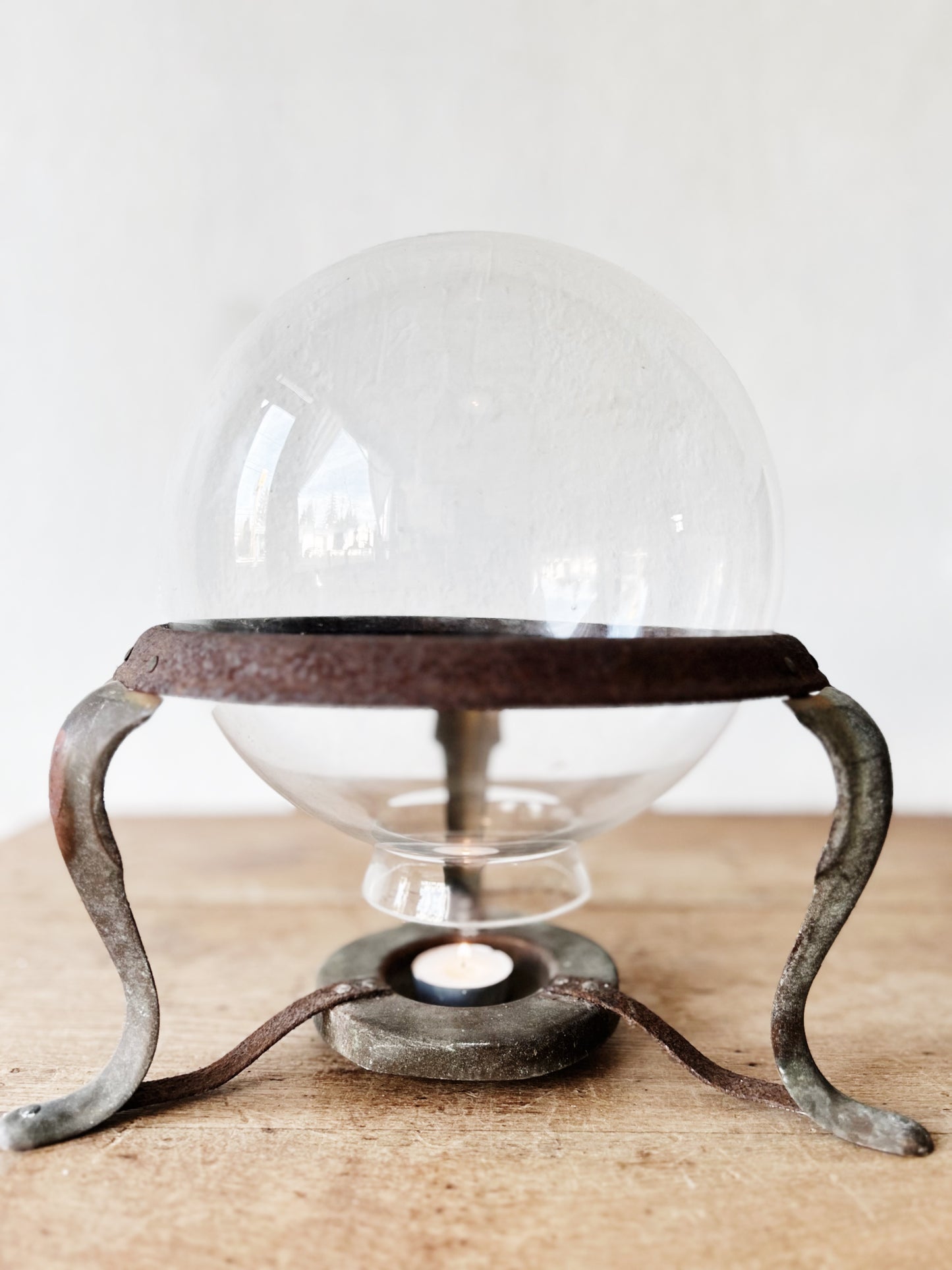 Antique Blown Glass Globe and Stand