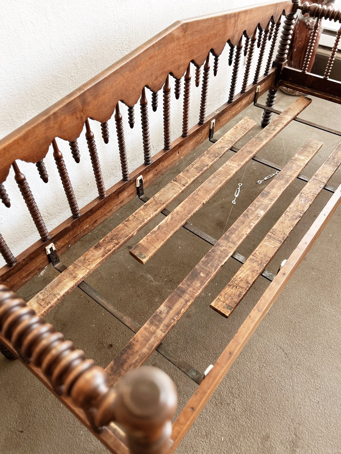 Antique Jenny Lind Spool Daybed with Custom Cushions