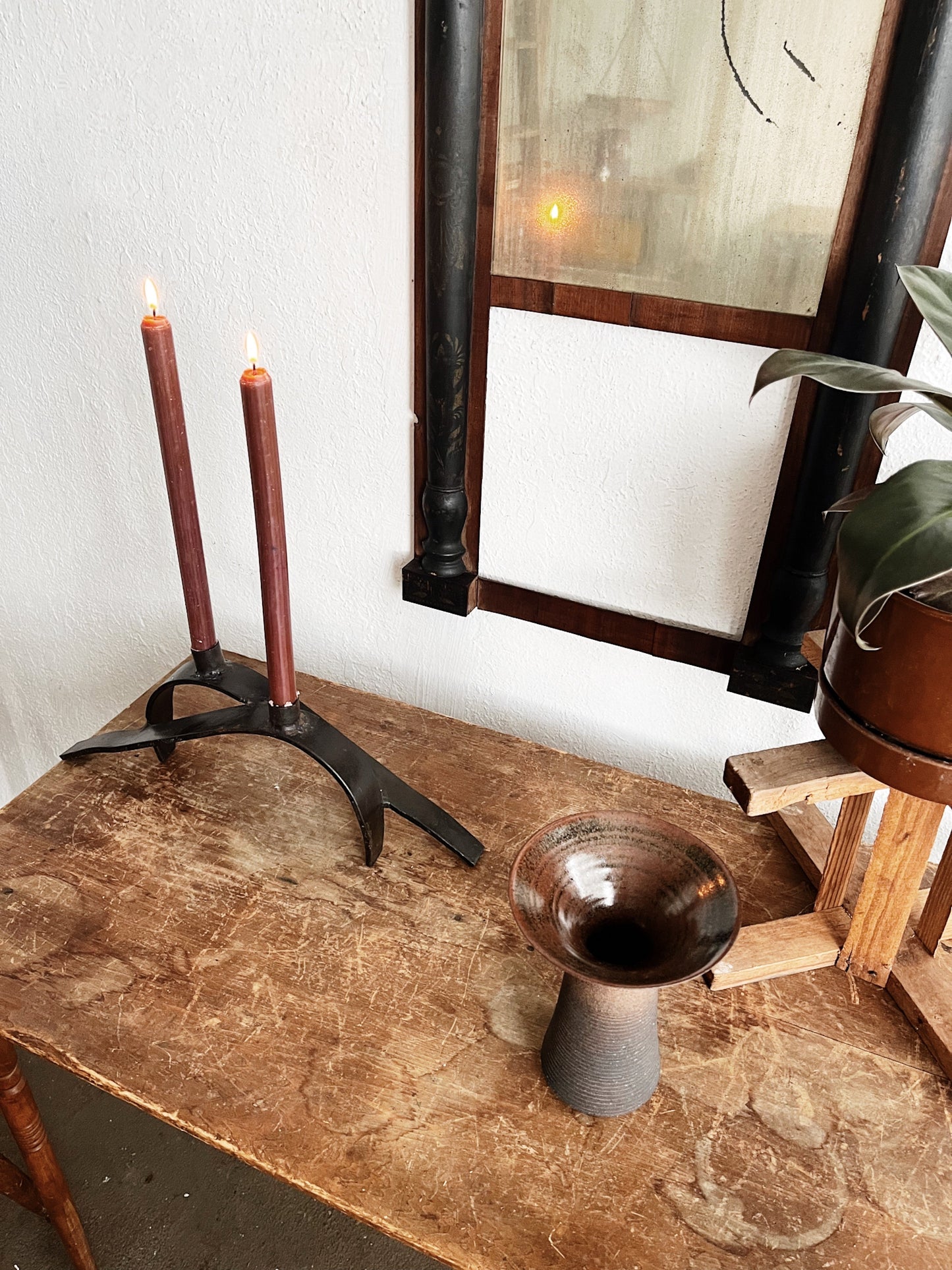 Antique Tole Painted Mirror