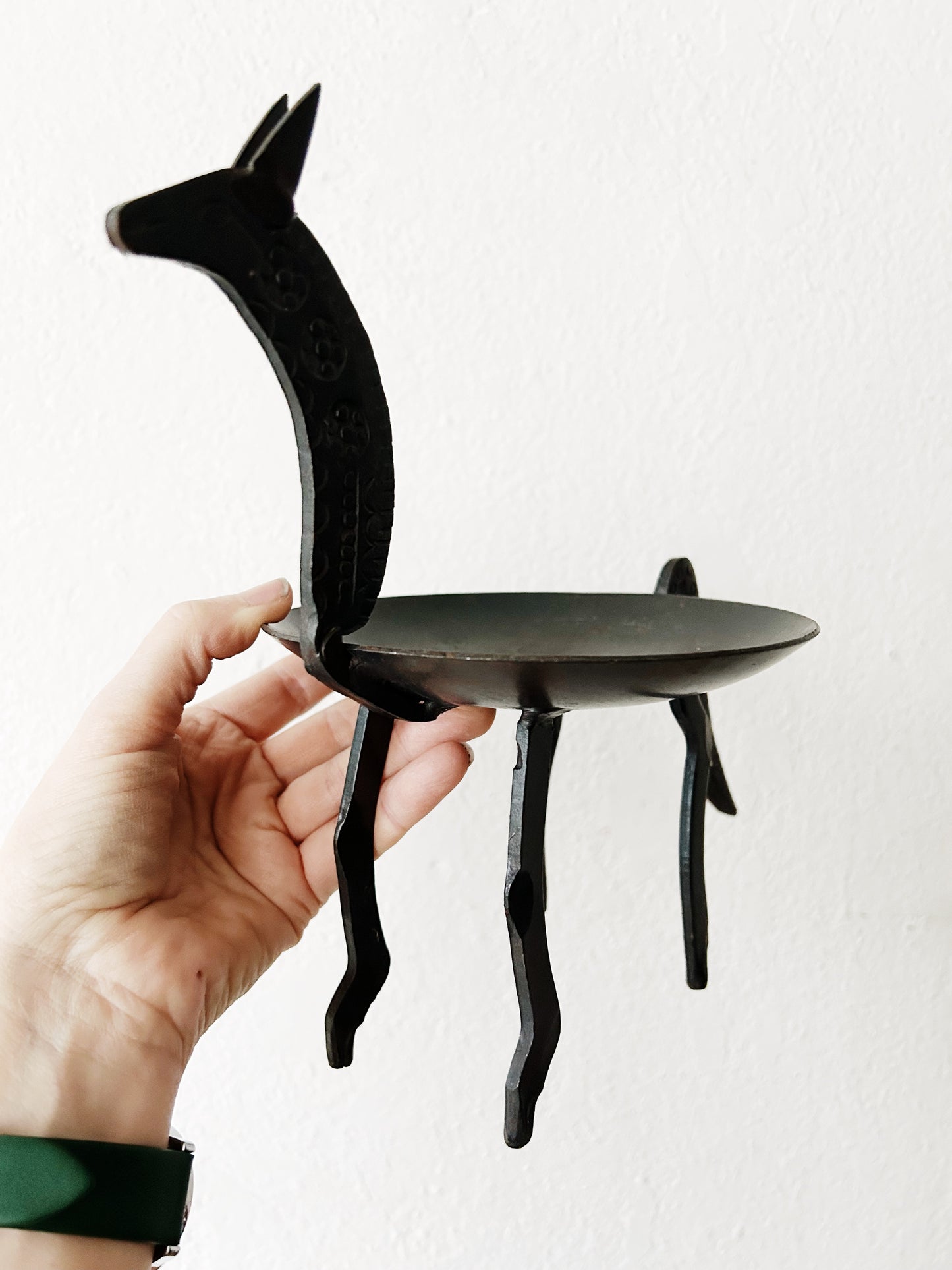 Iron Folk Art Catchall Dish or Candle Holder
