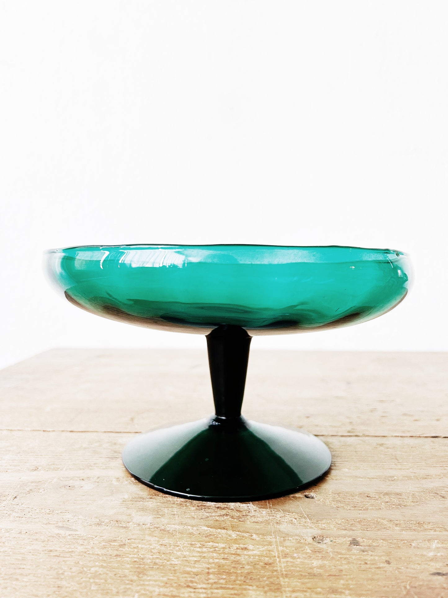 Vintage Blown Glass Pedestal Dish