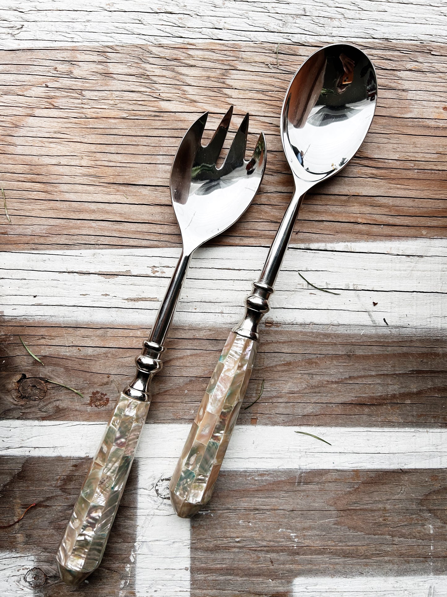 Abalone Inlay Stainless Steel Servers