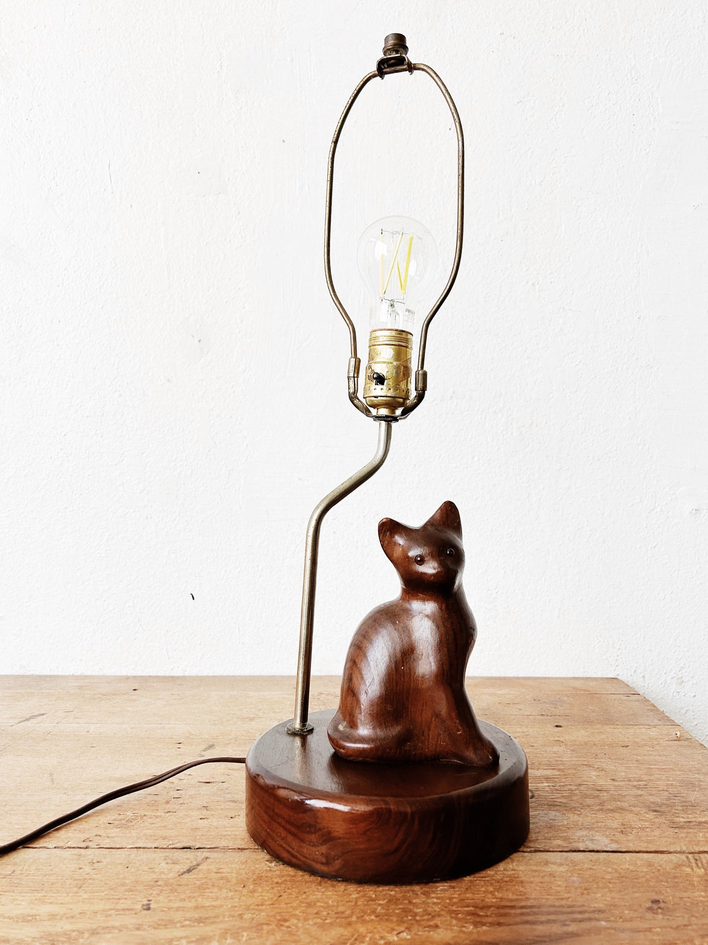 Vintage Handmade Kitty Lamp