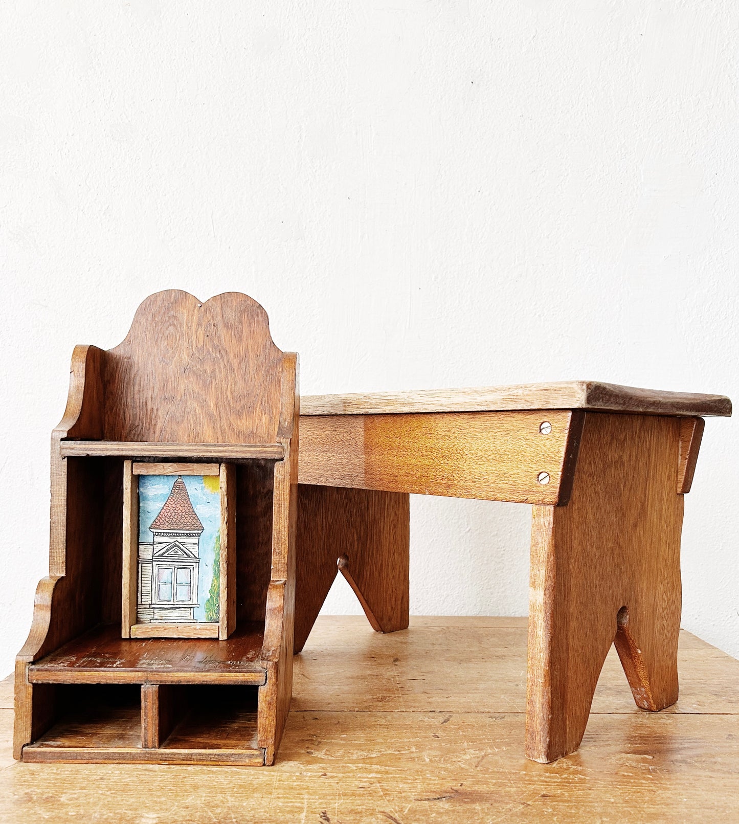 Vtg Wood Stool