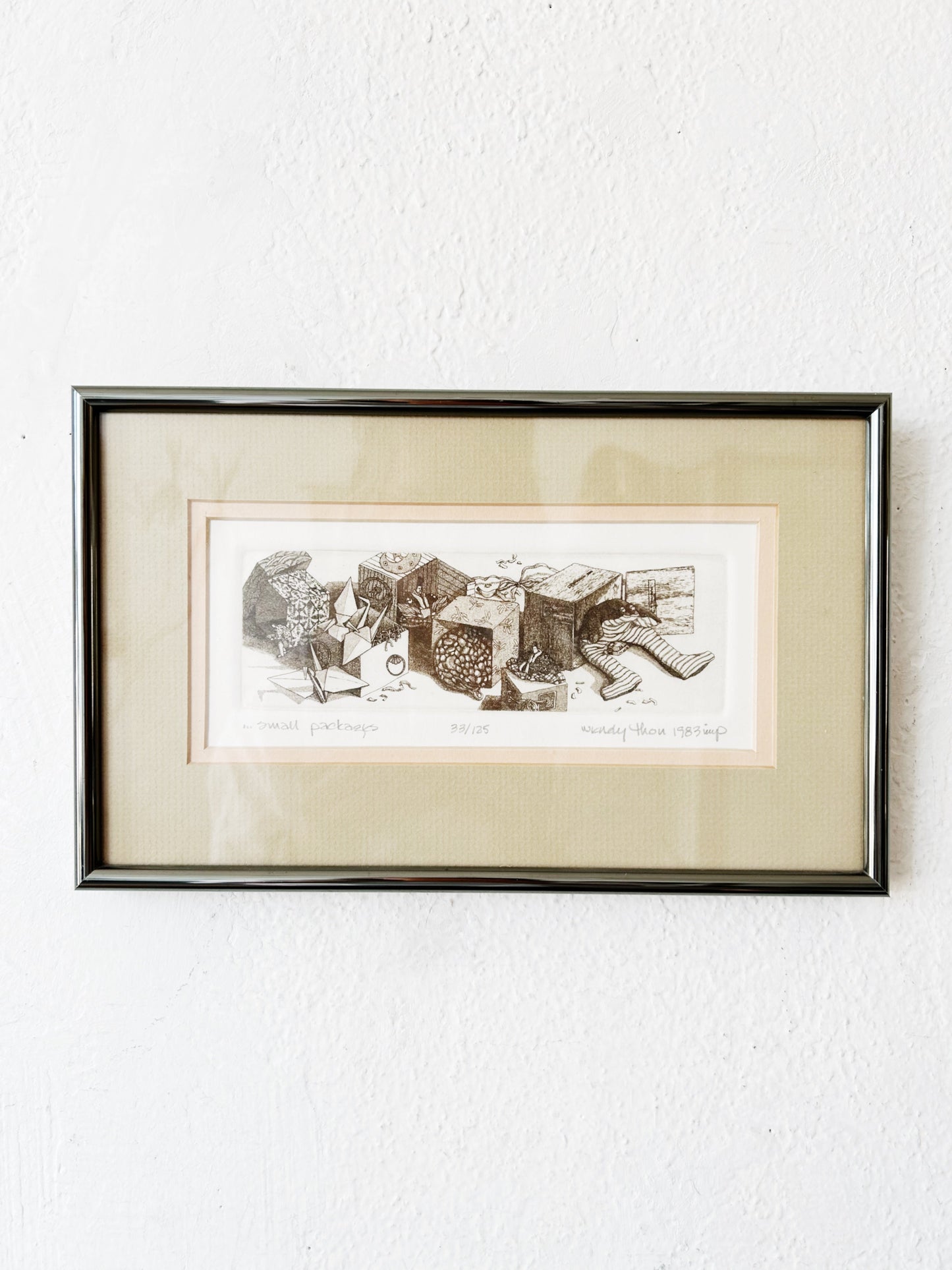 Original Vtg Framed Etching