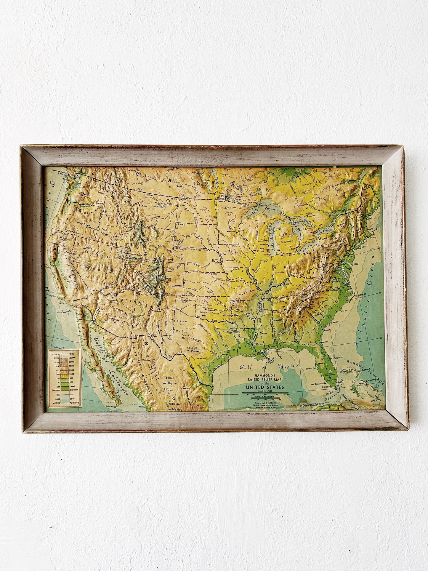 Mid Century Framed Relief Map