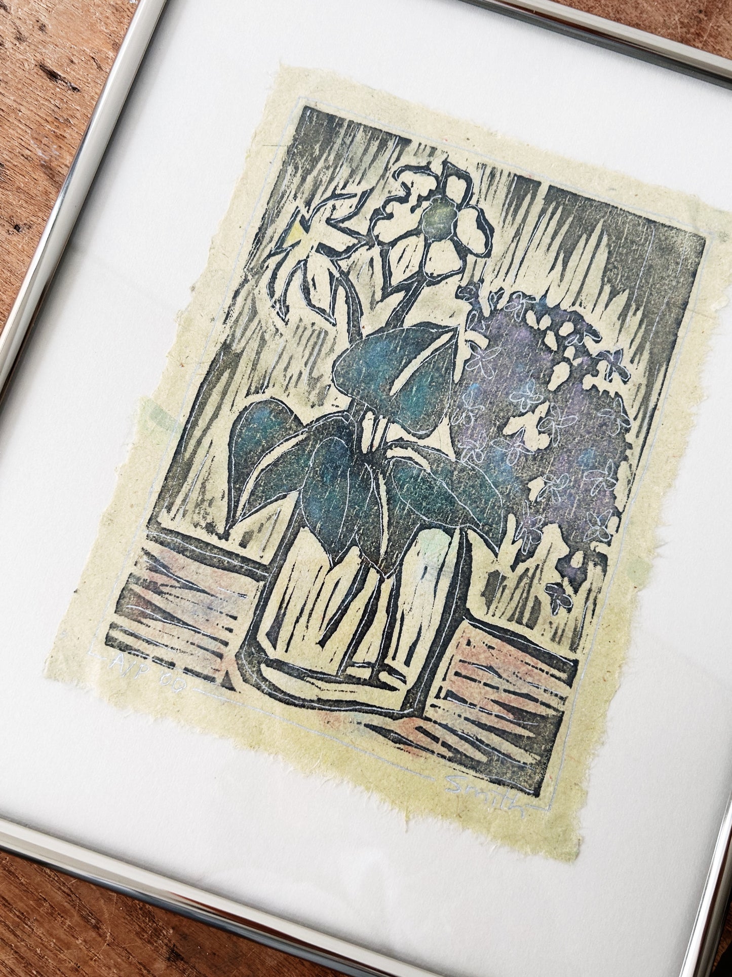Vintage Wood Block Print on Handmade Paper