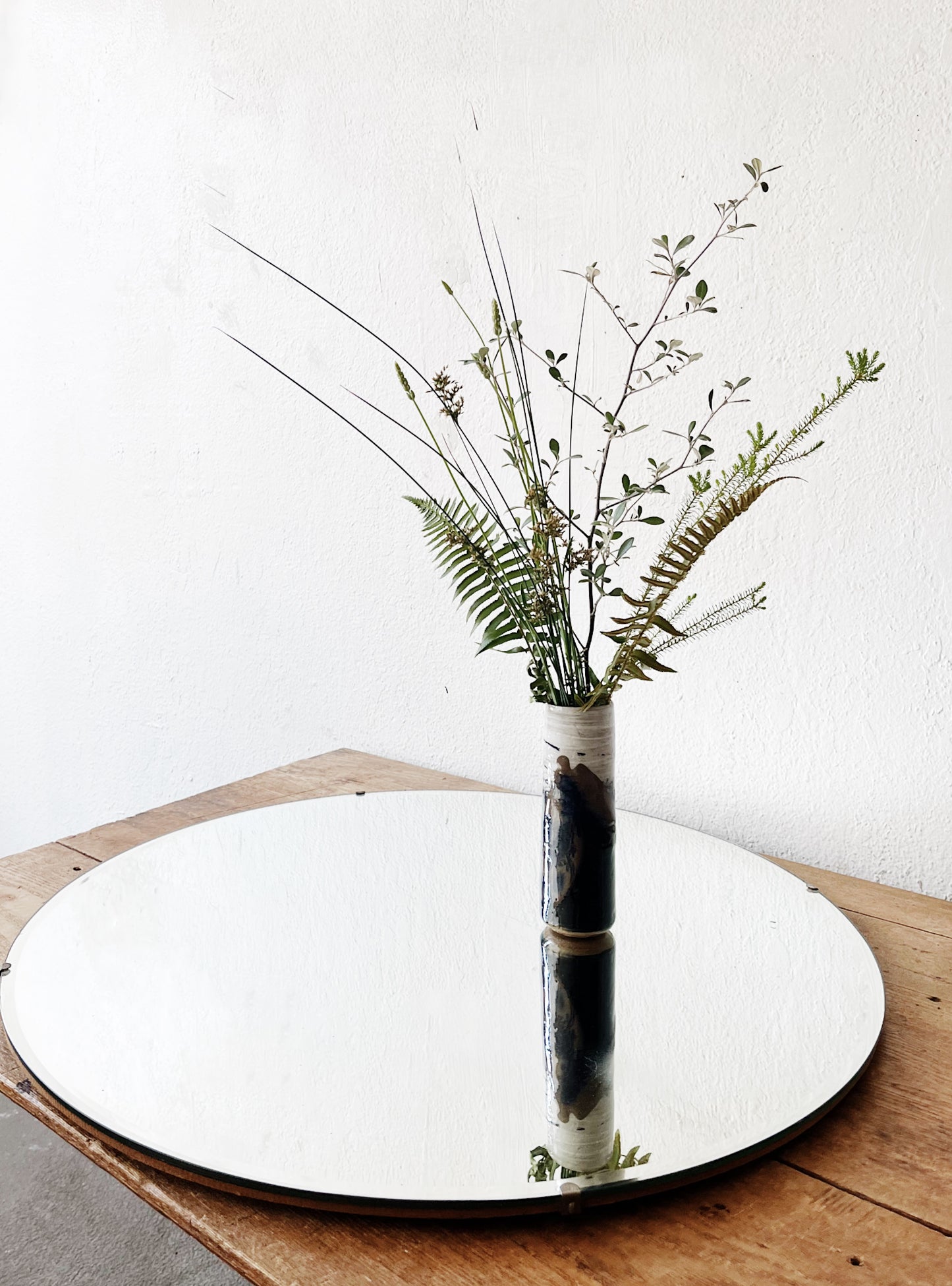 Vintage Round Industrial Edge Mirror