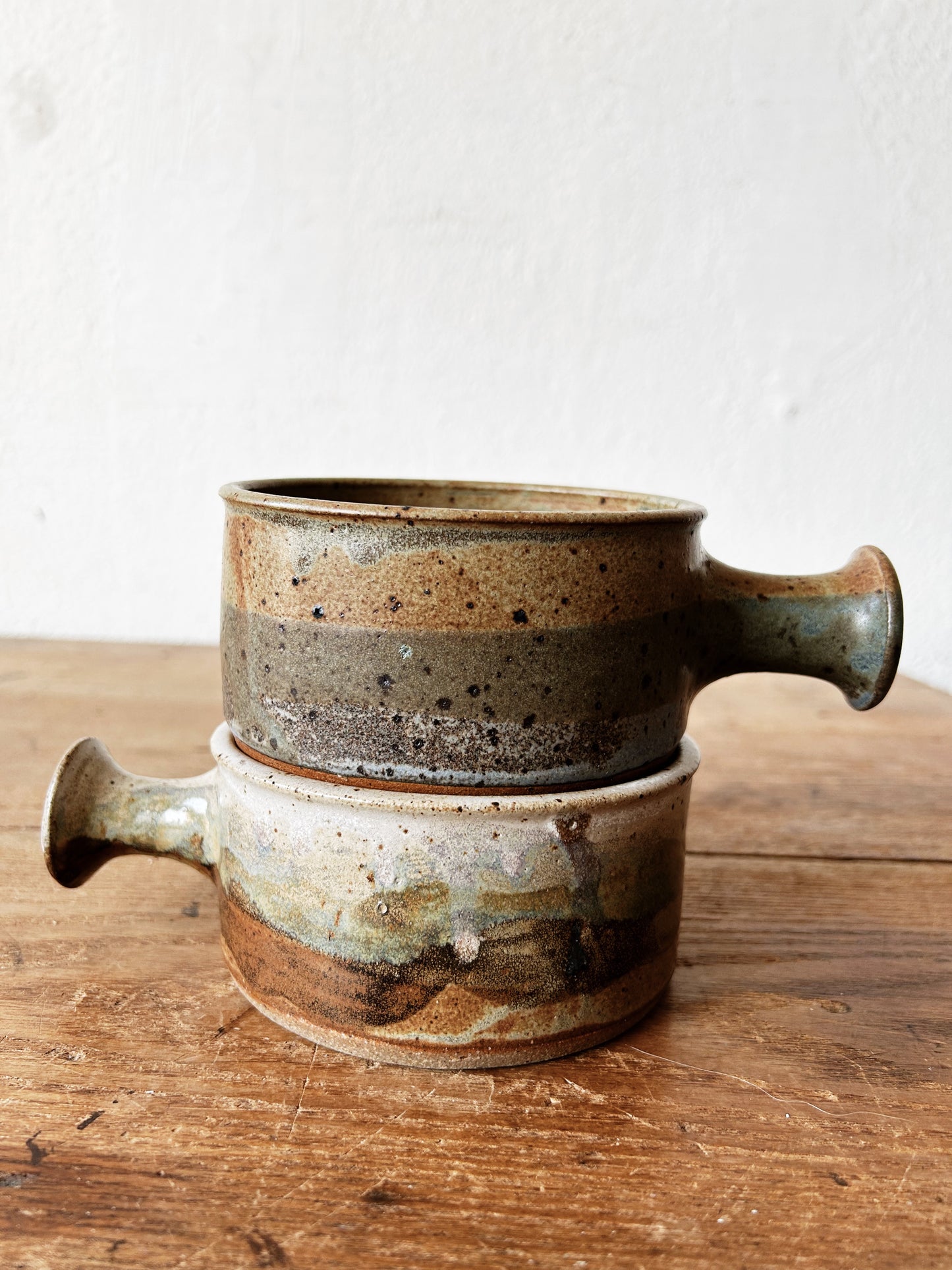 Vintage Stoneware Handled Bowls