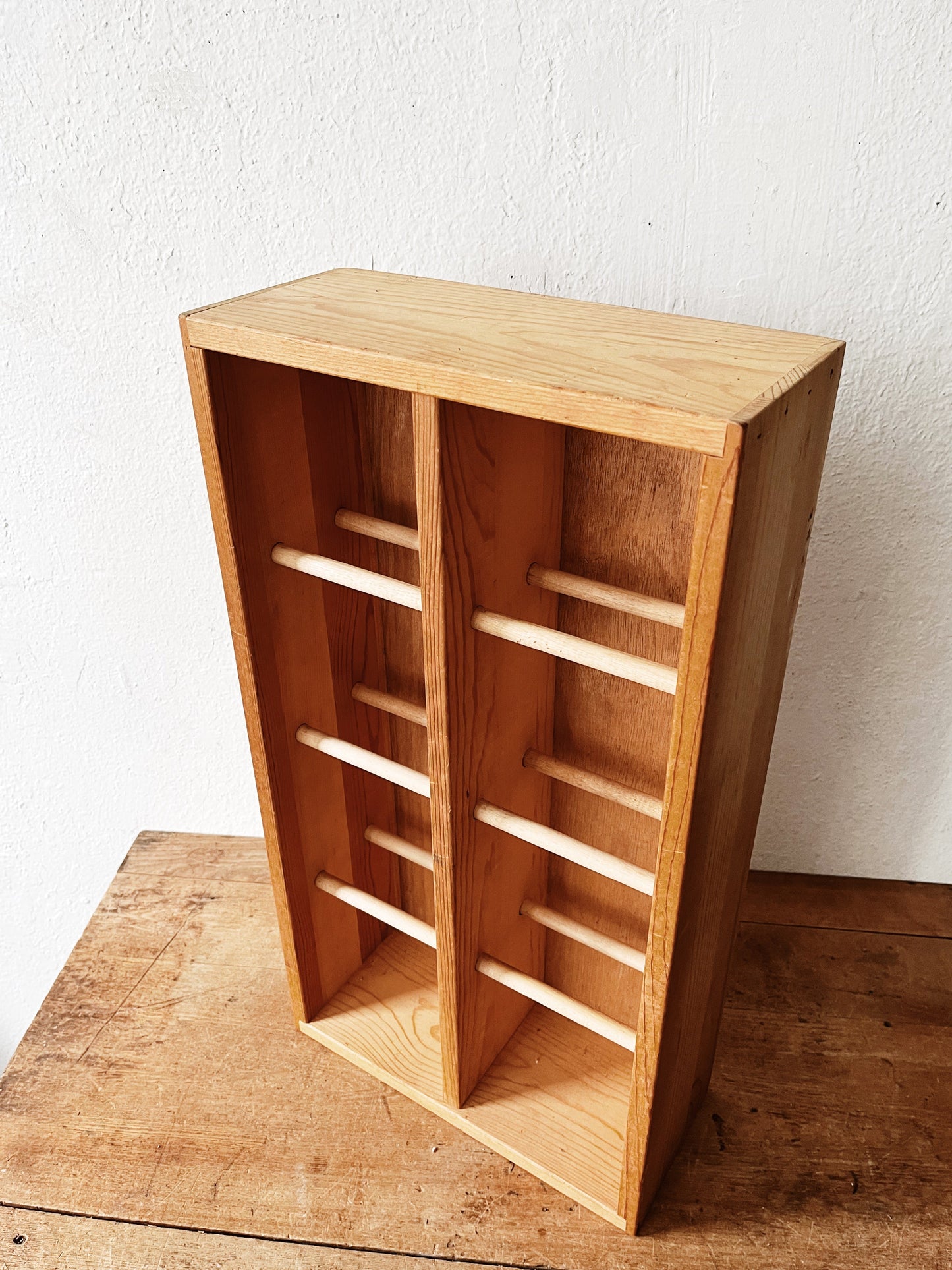 Vintage Wood Cubby Shelf