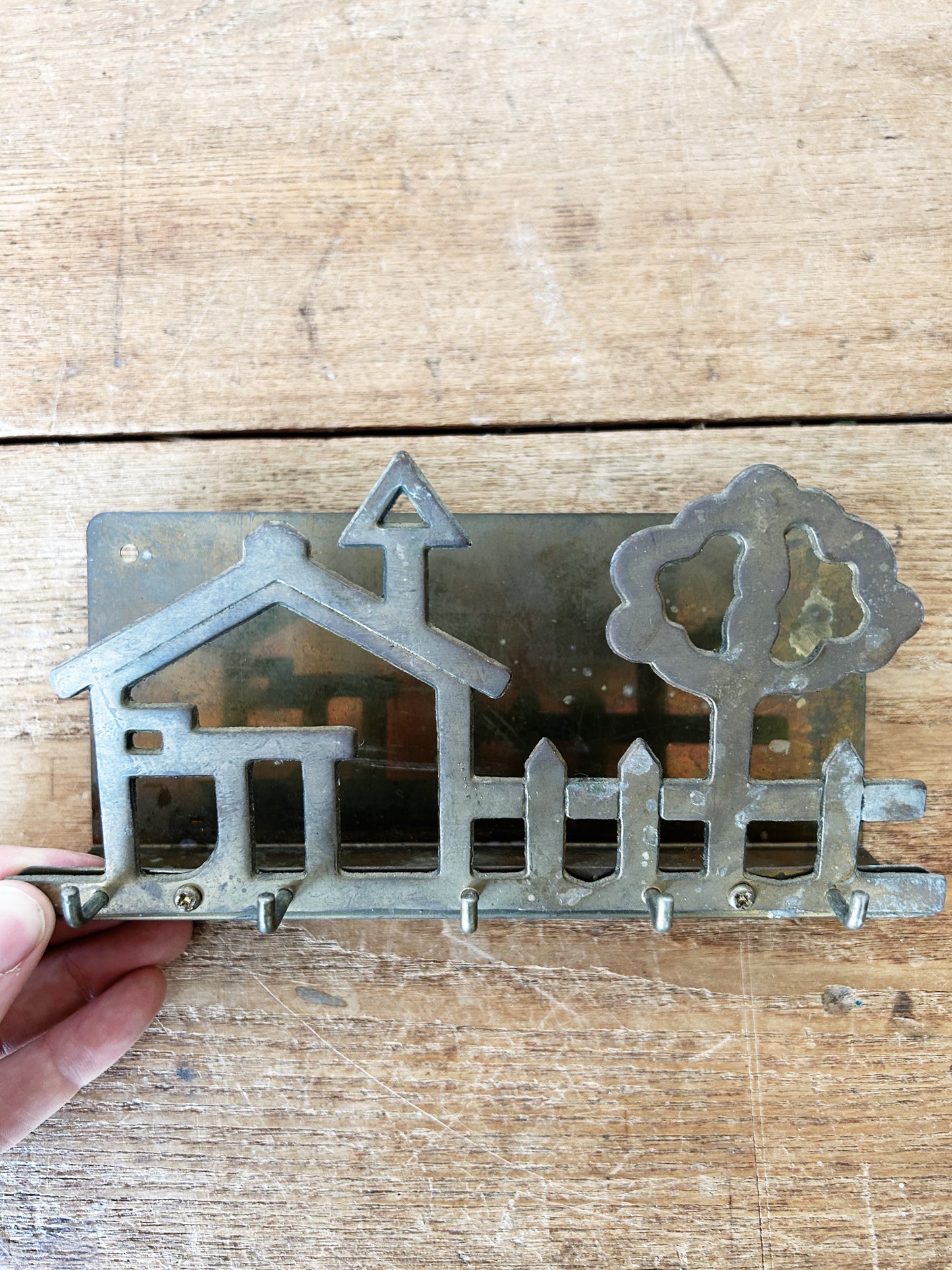 Vintage Brass Key/Mail Holder