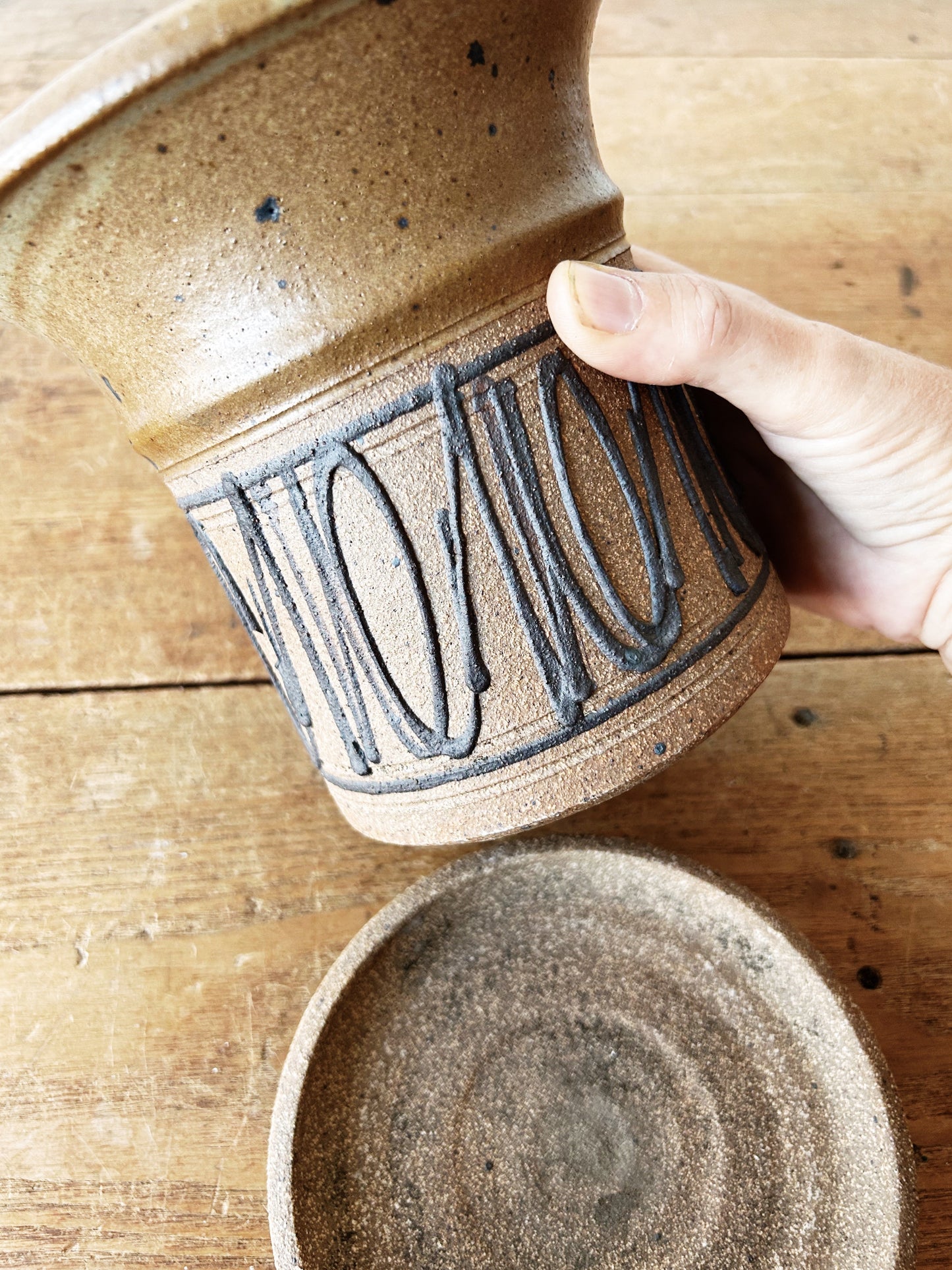 Vintage Stoneware Plant Pot with Tray