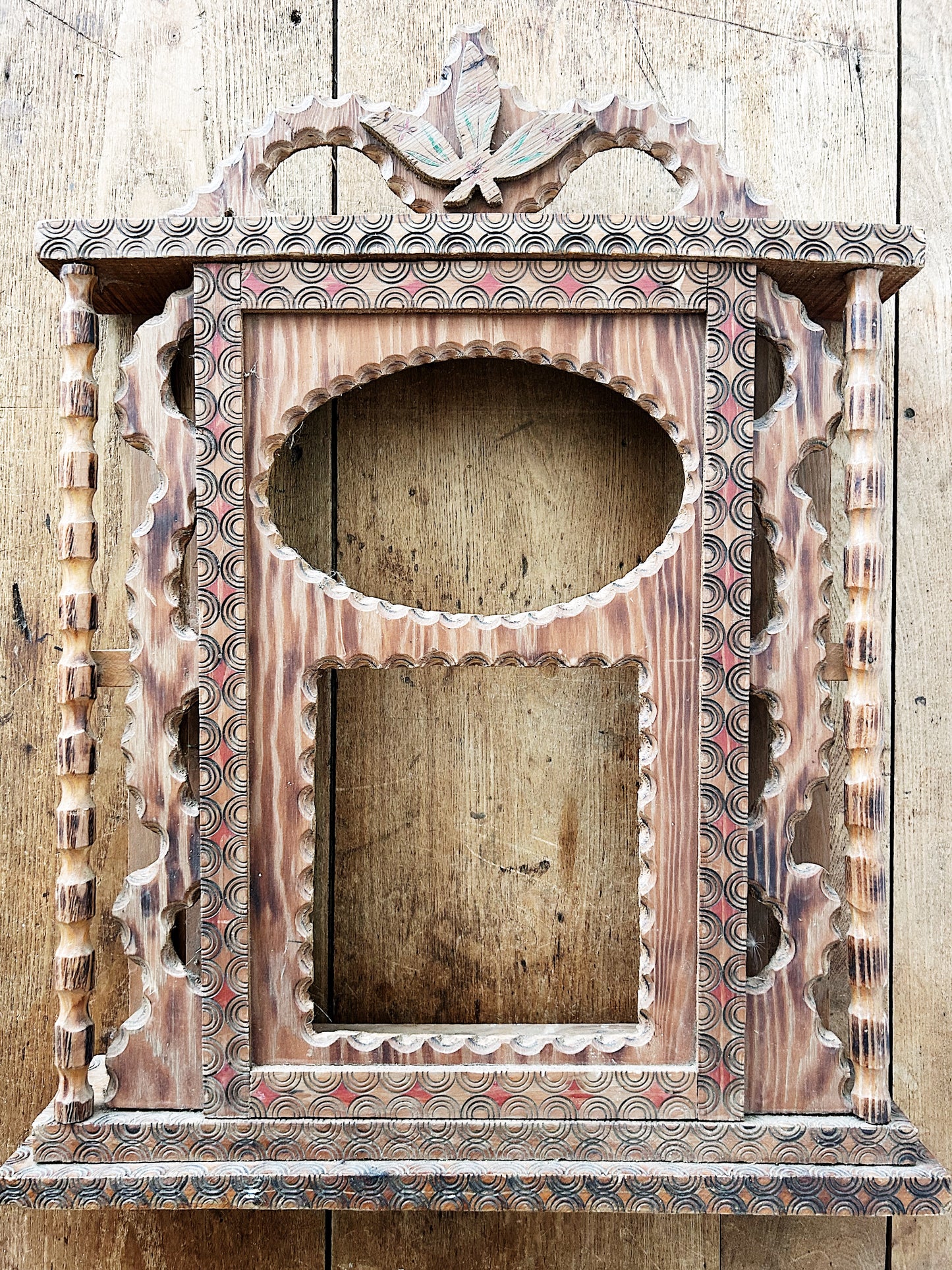 Antique Carved Wood Clock Box