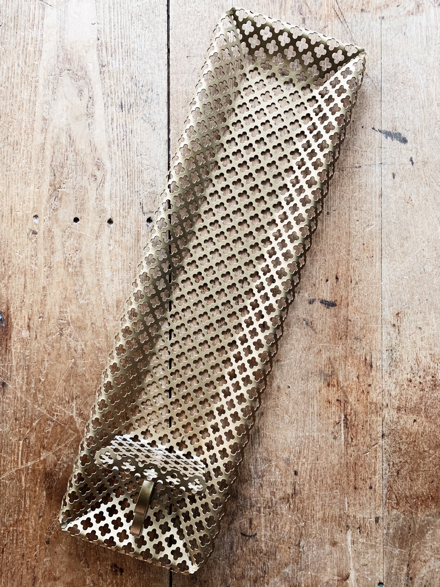 Mid Century Gold Tone Wall Shelf/ Candle Holder