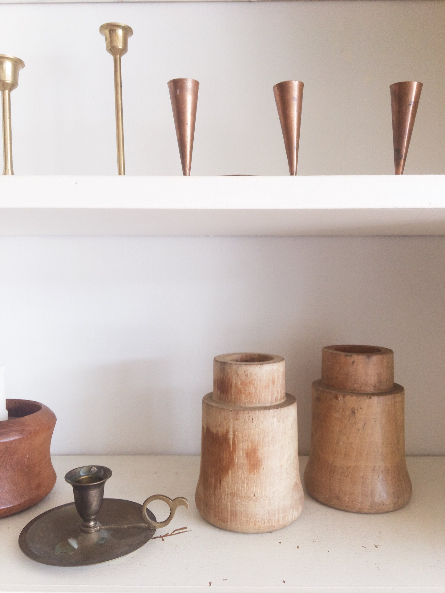 Vintage Teak Candle Holders