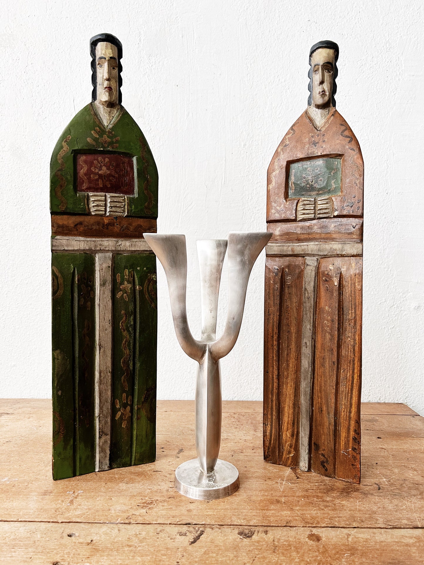 Post Modern Weighty Metal Candelabra