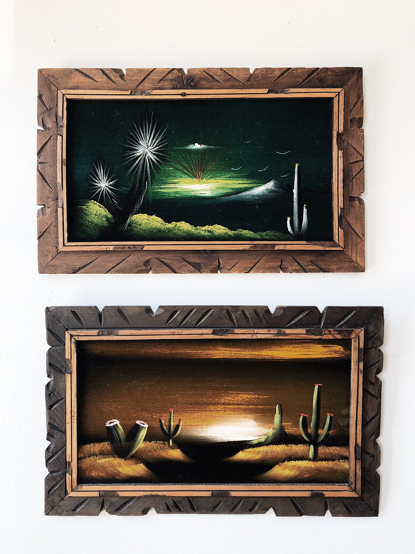 Stunning Vintage Velvet Cactus Painting