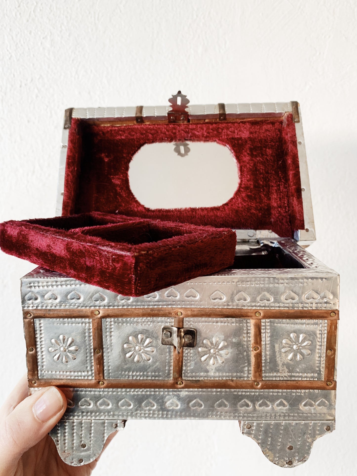 Pressed Tin and Copper Jewelry Chest