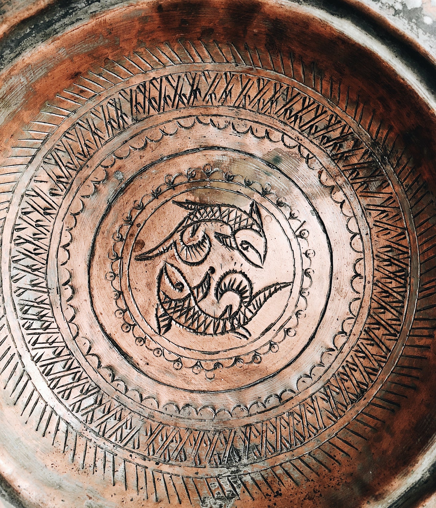 Vintage Copper Pisces Plate