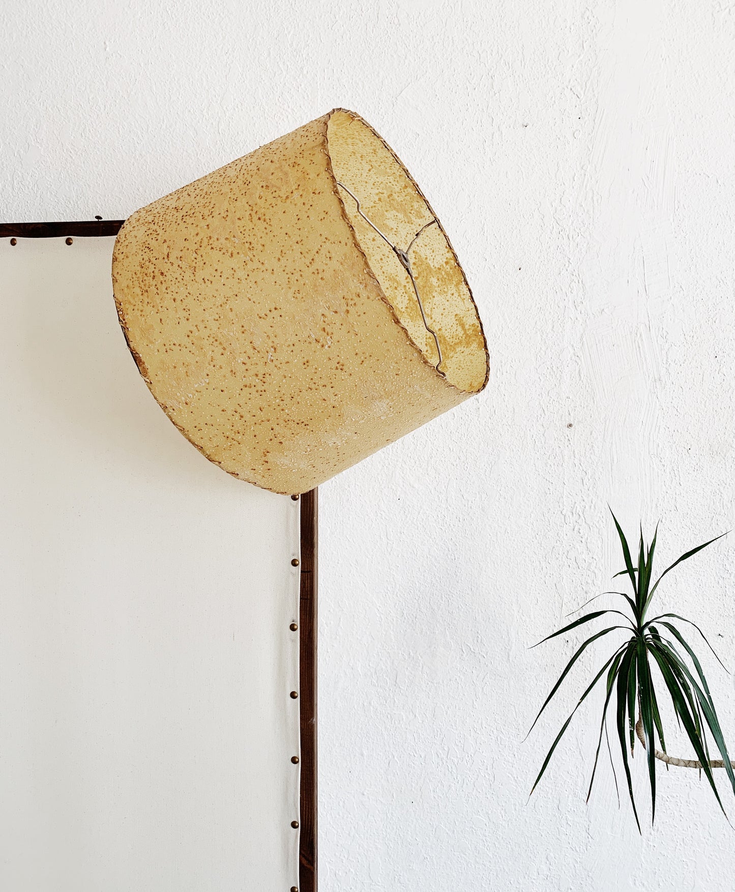 Vintage Lampshade with Brass Harp and Finial