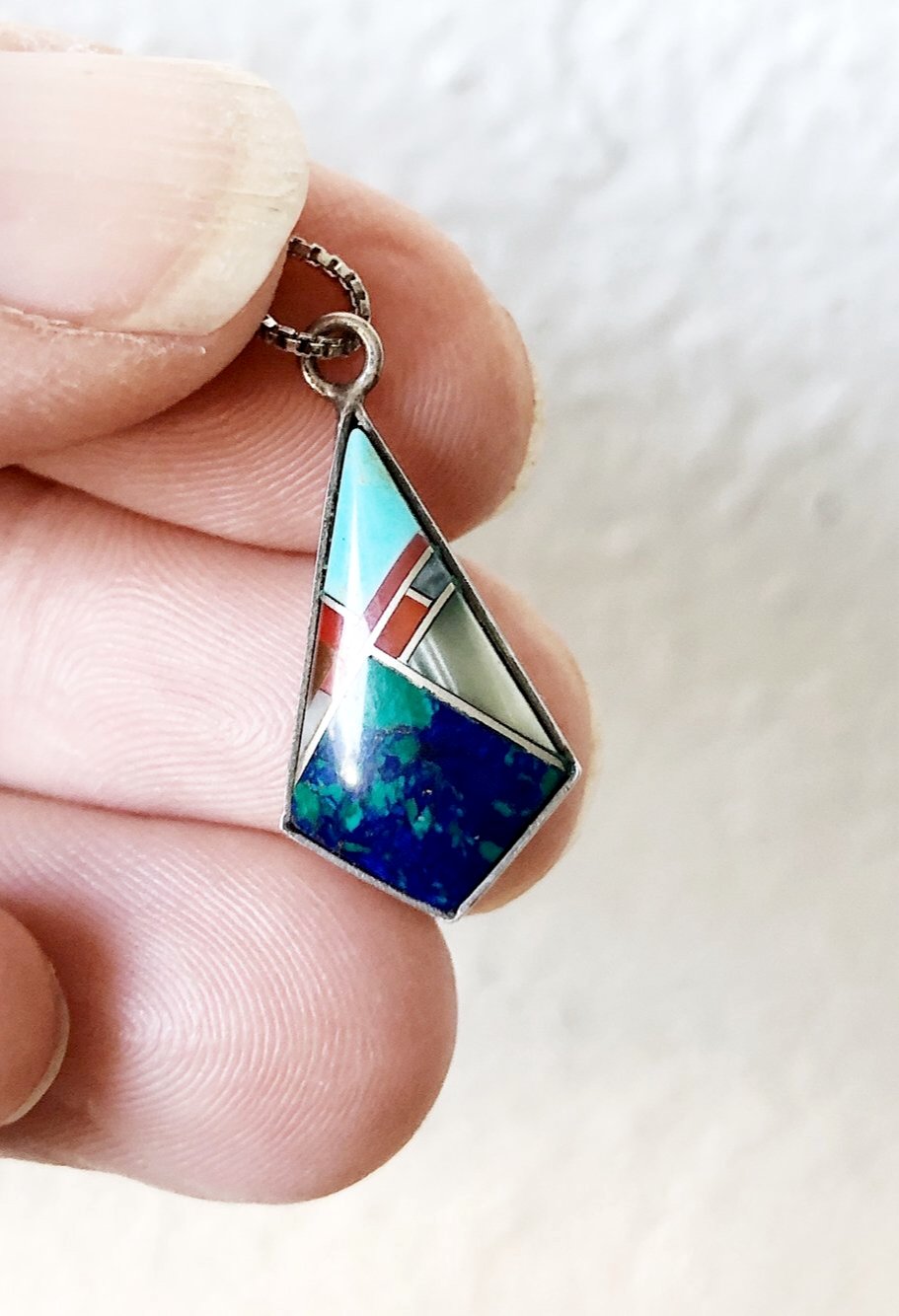 Vintage 1920s Turquoise Inlay Necklace