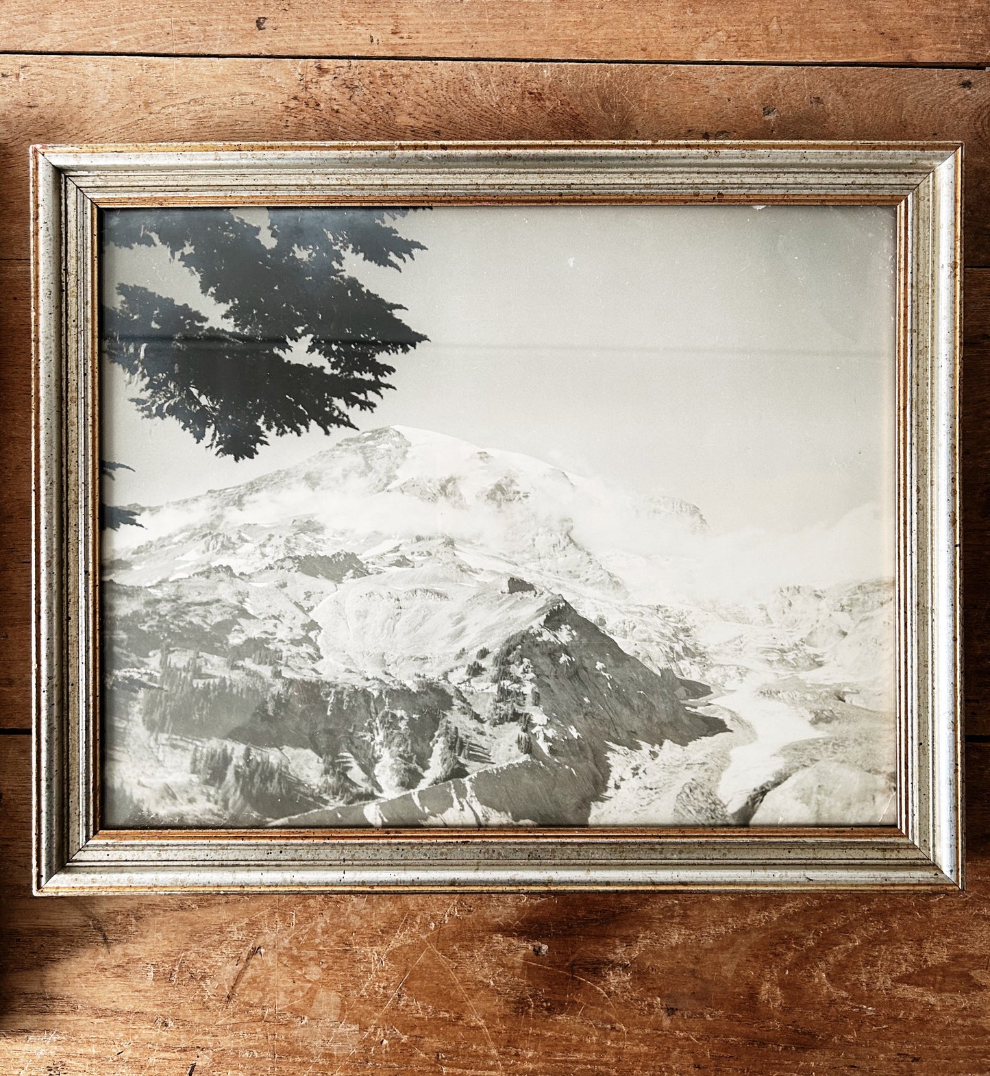 Antique Black and White Framed PNW Mountainscape